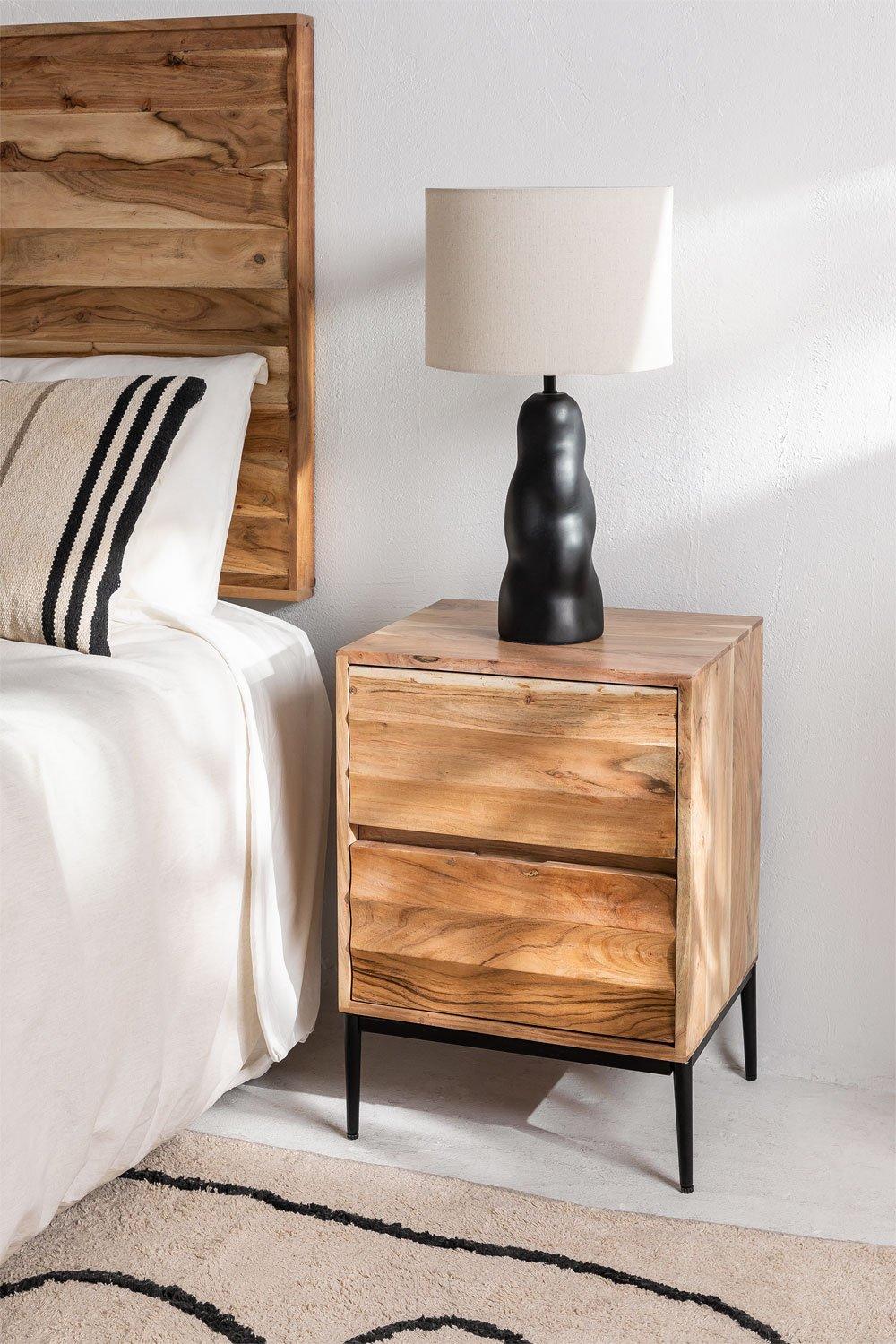 sklum Mesita de Noche en Madera de Acacia Petter
