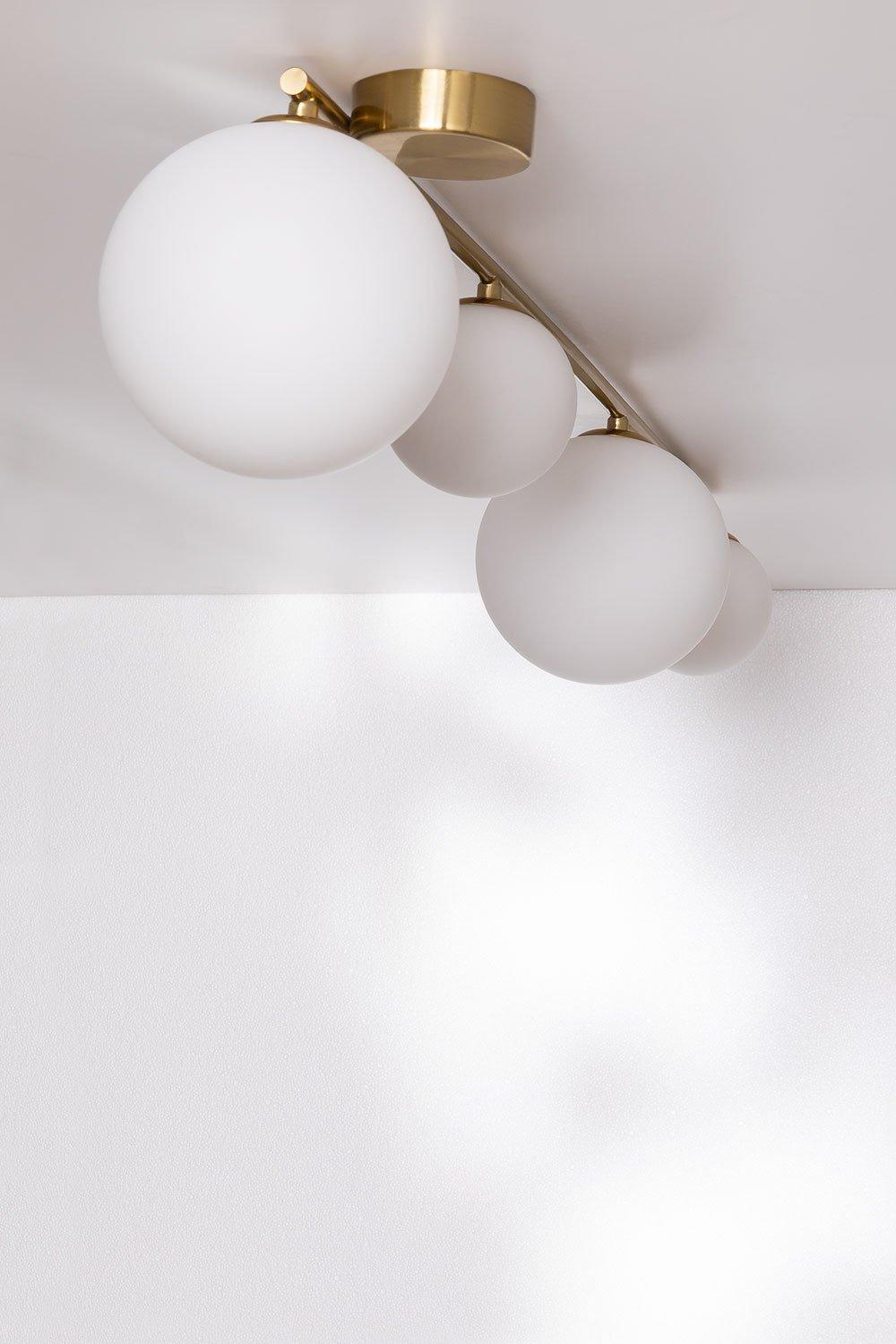 Sklum Plafón En Hierro Con 4 Bolas De Cristal Uvol