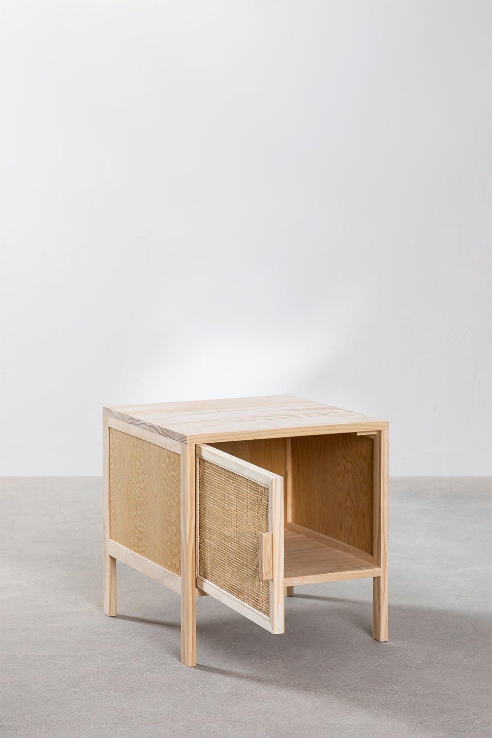 Sklum Rattan Bedside Table Reyna Wood