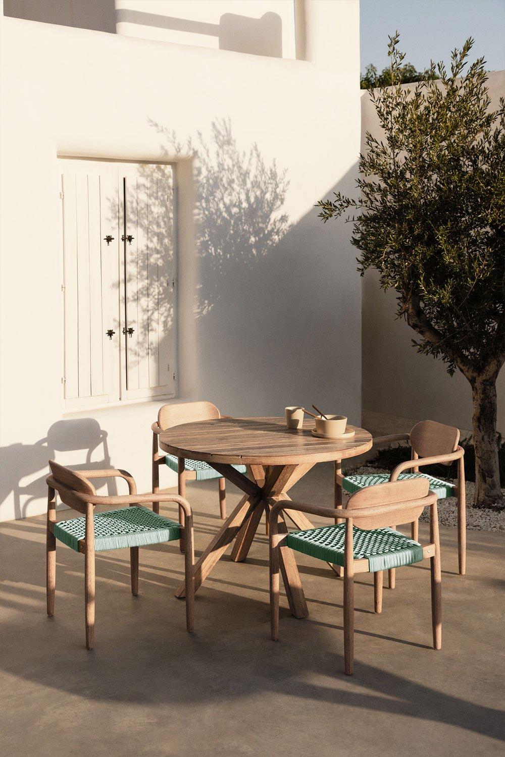 sklum Round garden table in eucalyptus wood Naele