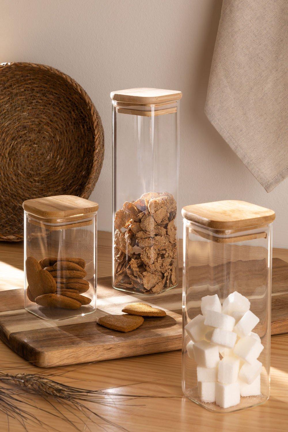 sklum Set de 3 Tarros de Cristal Valkey