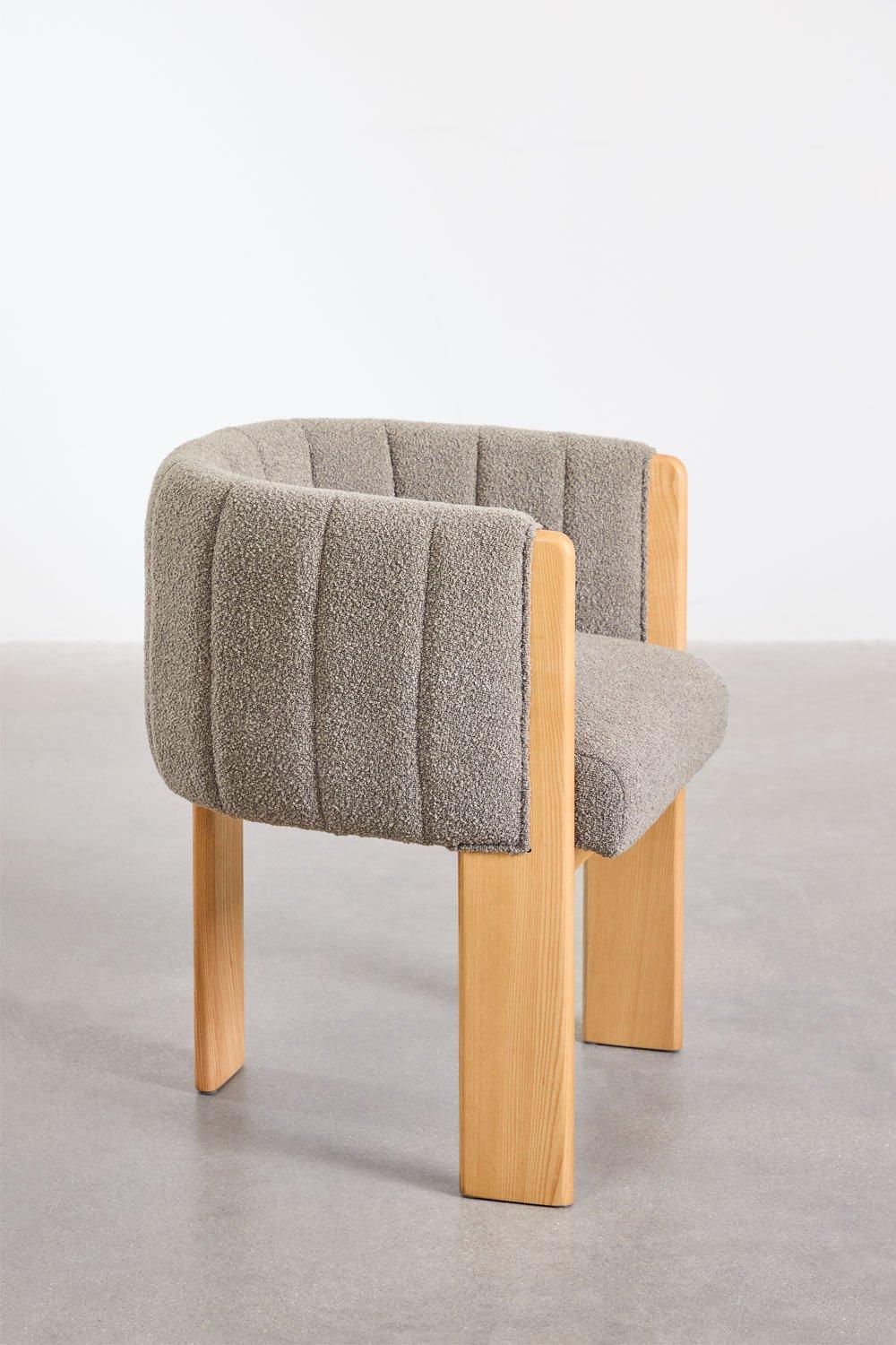 Sklum Sillón En Madera De Fresno Y Tela Bouclé Leo