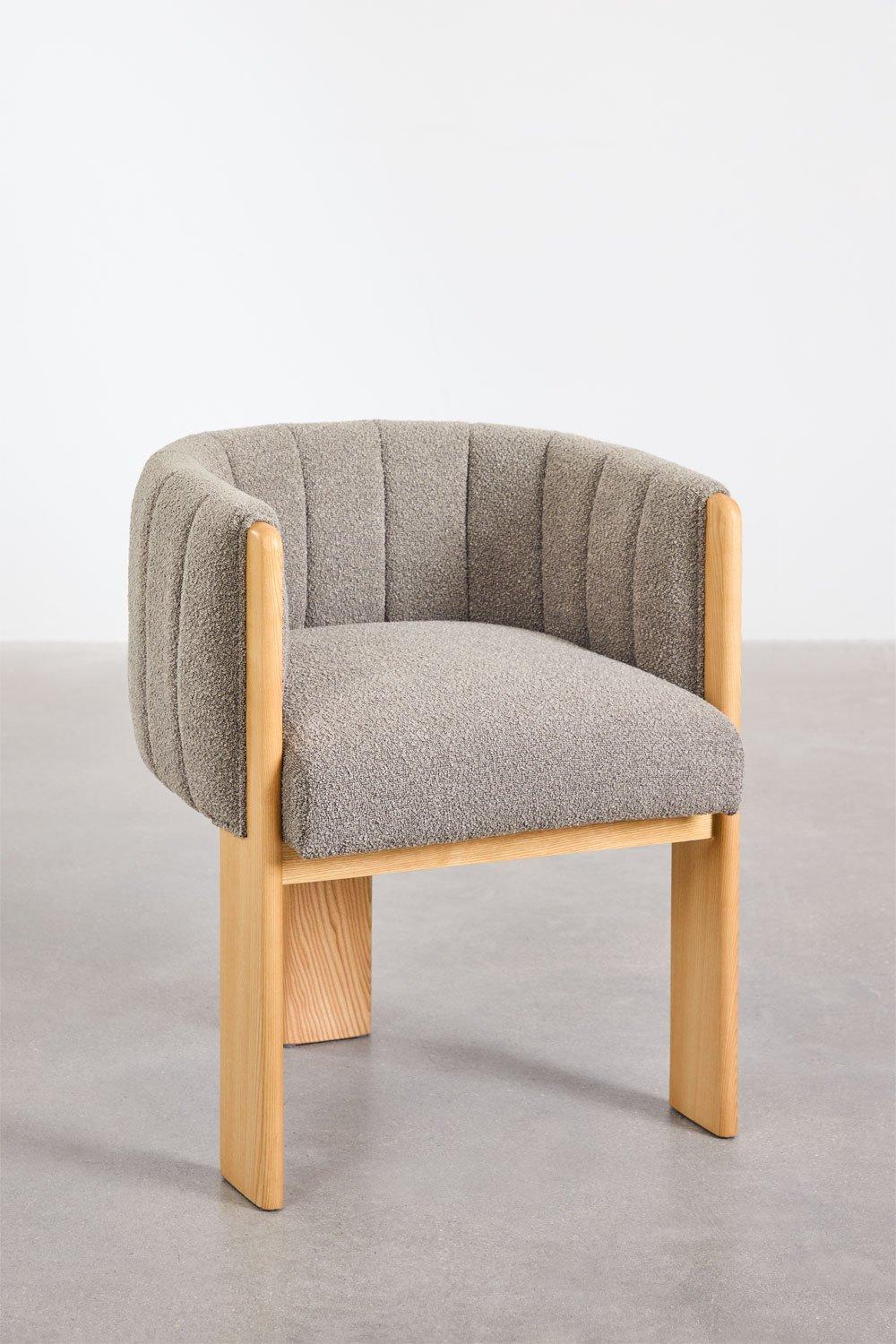 sklum Sillón en madera de fresno y tela bouclé Leo