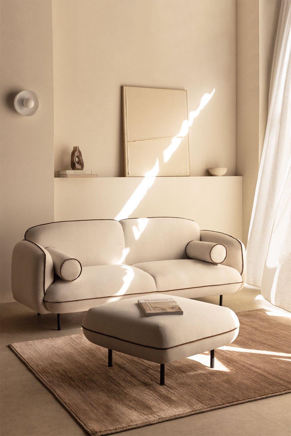 sklum Sofa 3-osobowa z pufą Biel