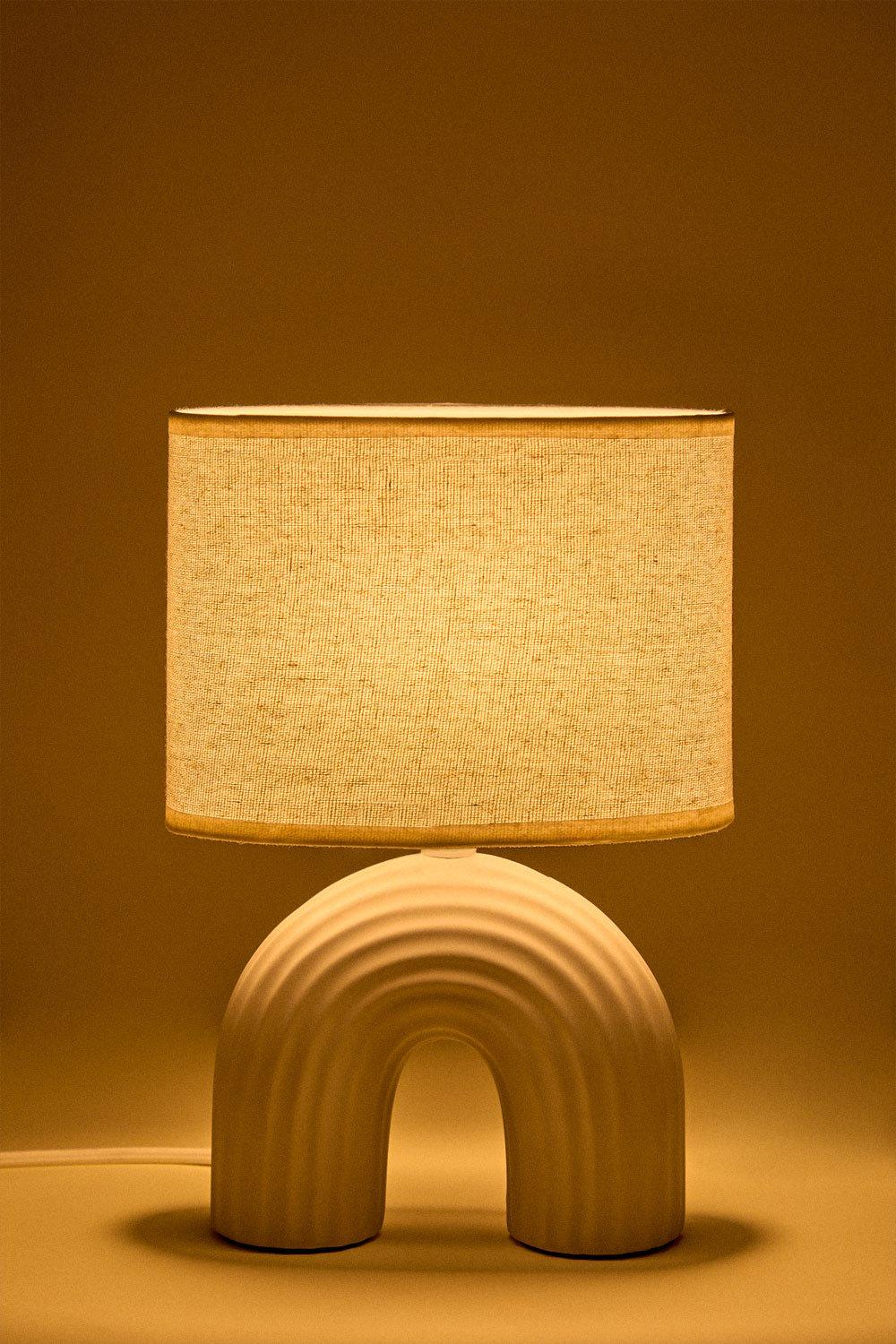 Sklum Soliva 30cm Ceramic And Linen Table Lamp