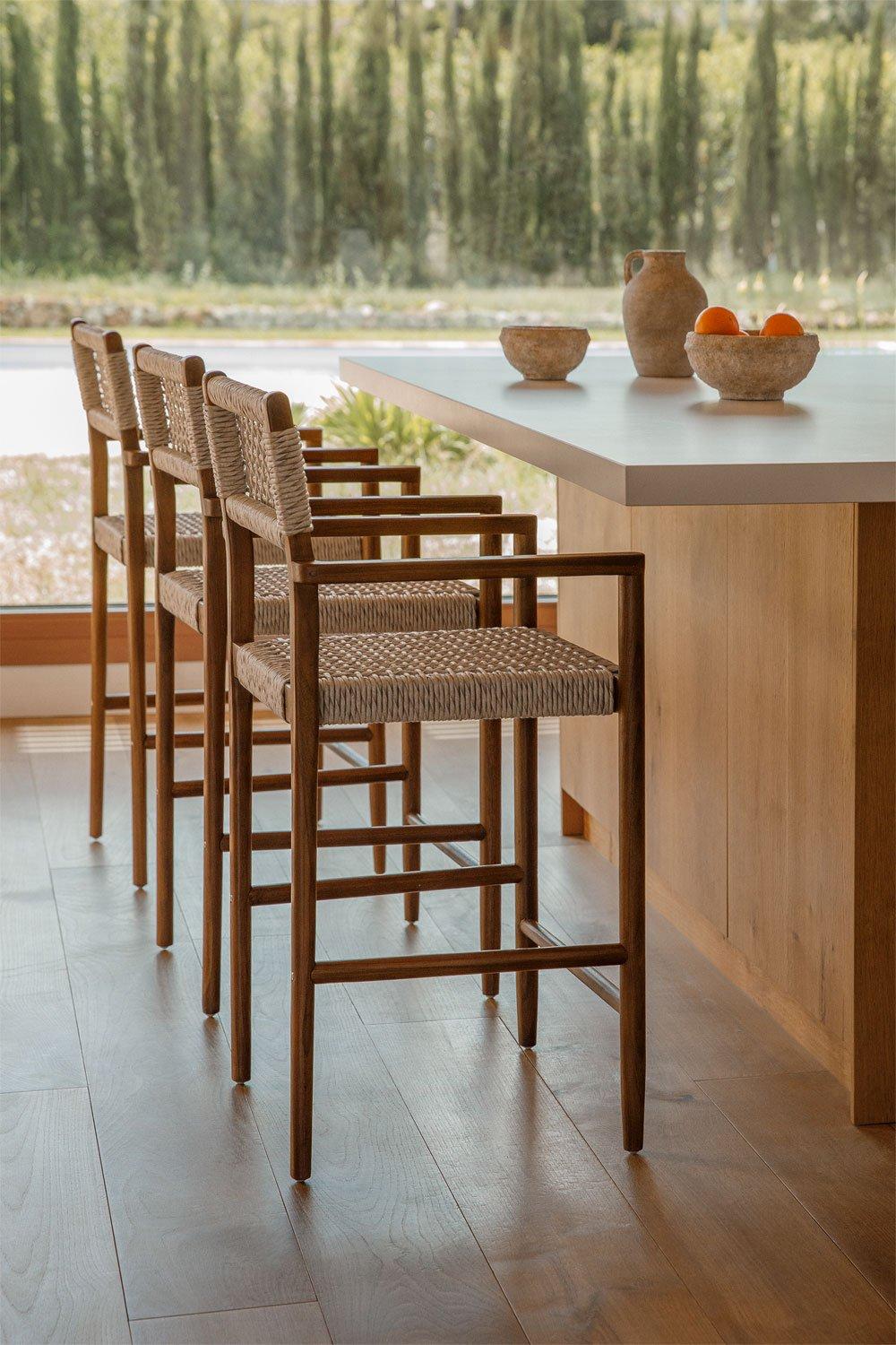 sklum Tabouret haut 66cm en bois de teck Orebro