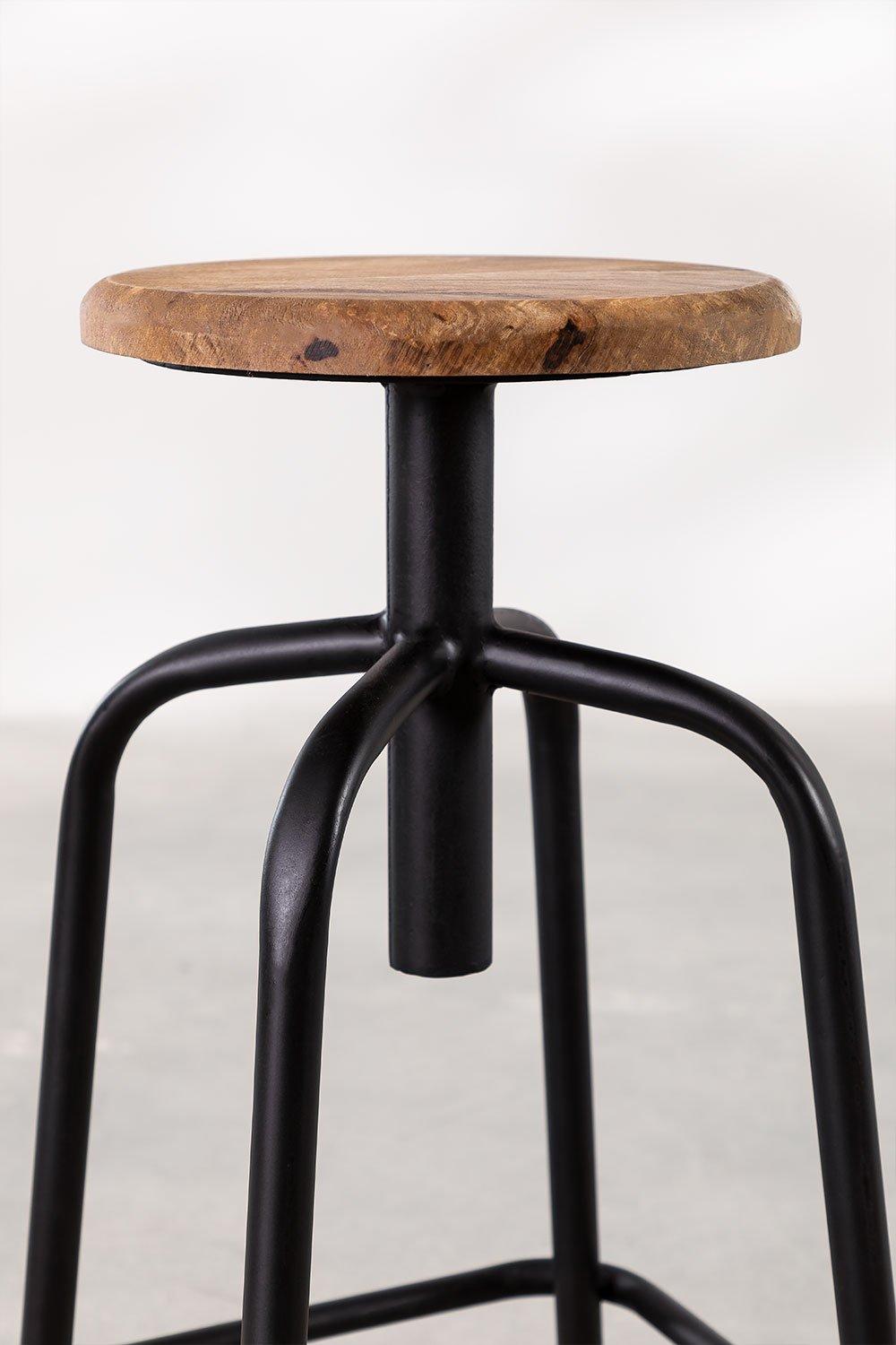 Sklum Tabouret Haut Réglable En Acier Et Bois Ery