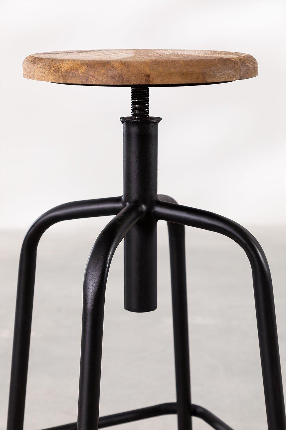 Sklum Tabouret Haut Réglable En Acier Et Bois Ery