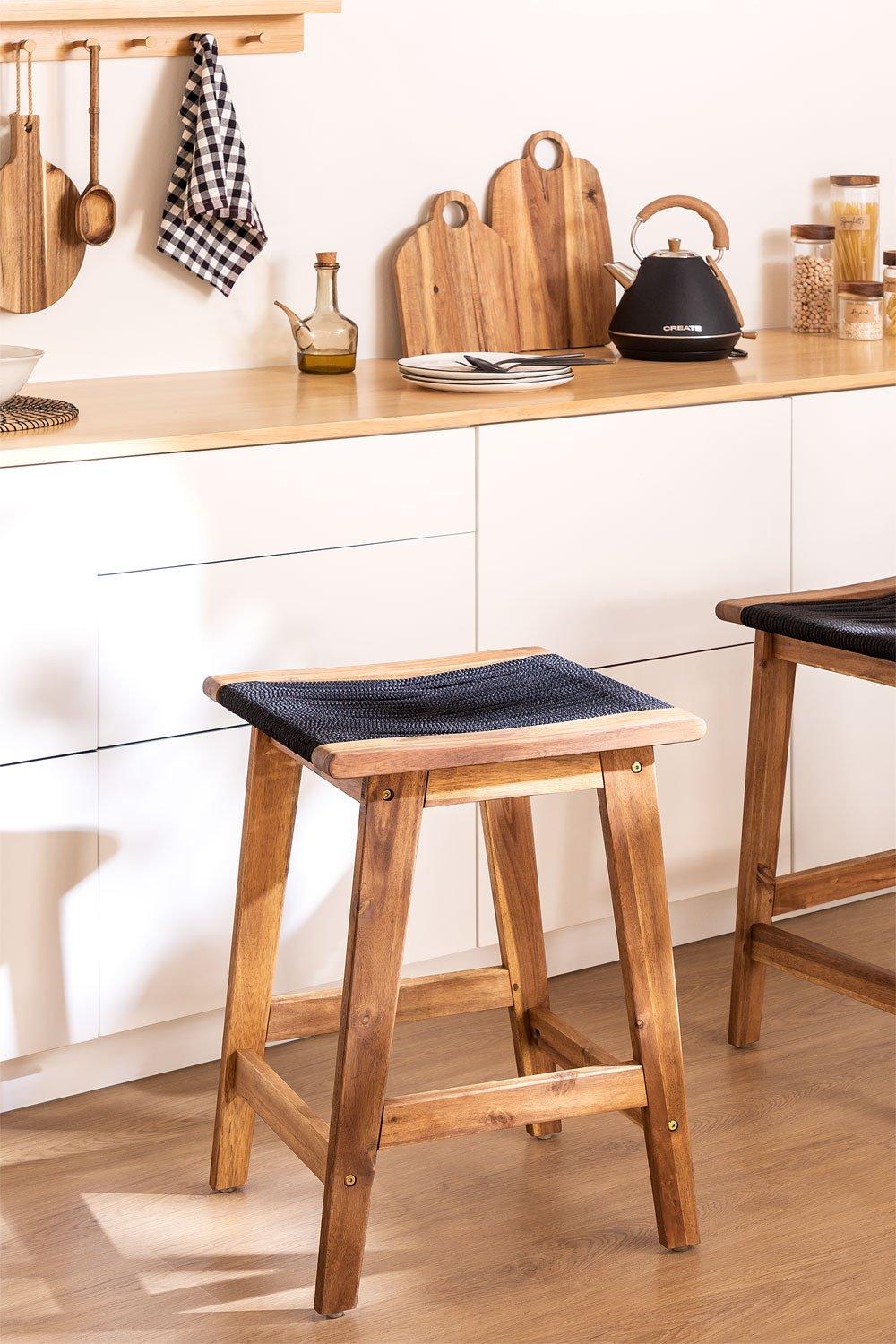 sklum Taburete alto 65cm en madera negro Tenay