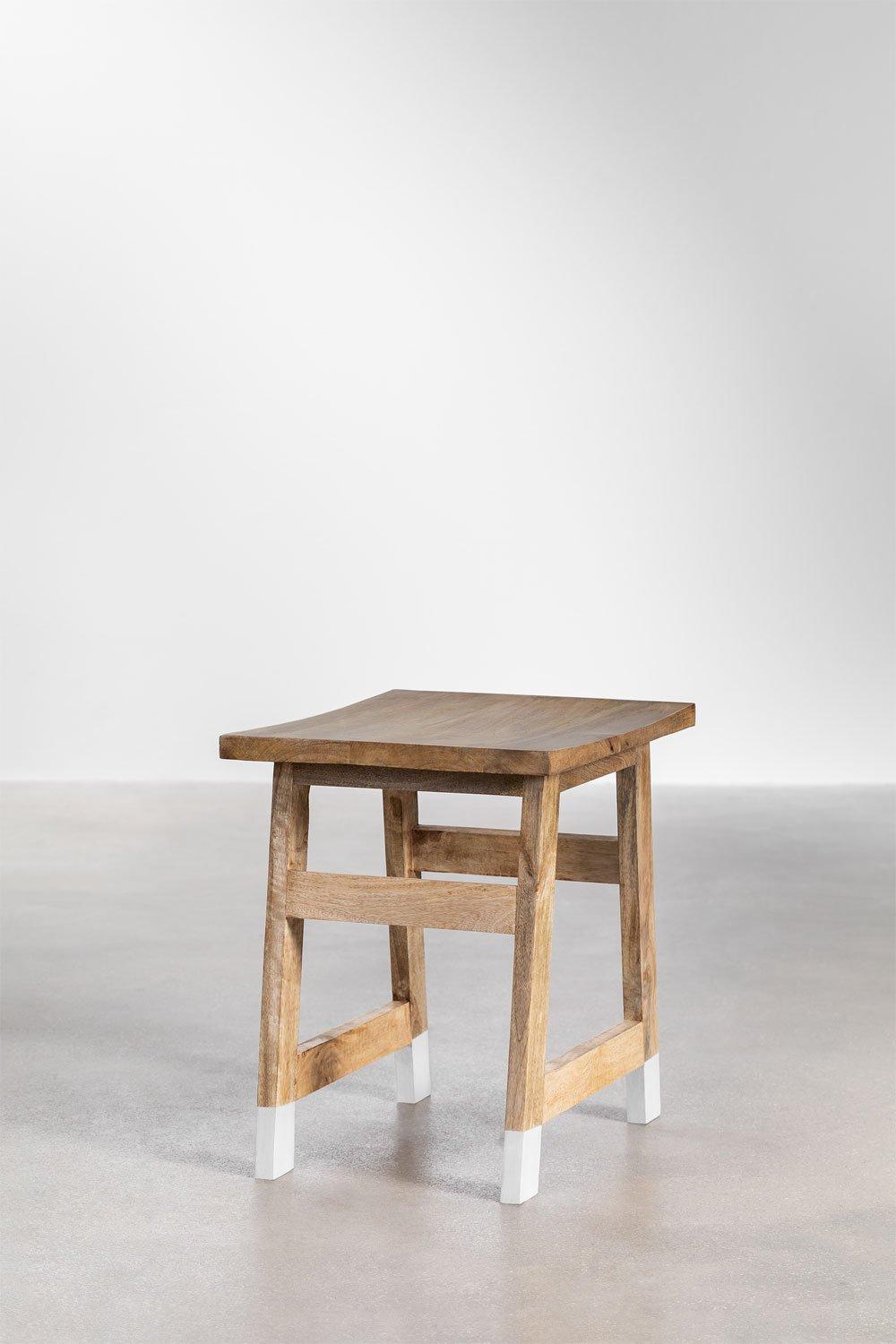 Sklum Taburete Bajo En Madera De Mango Blanco Pid