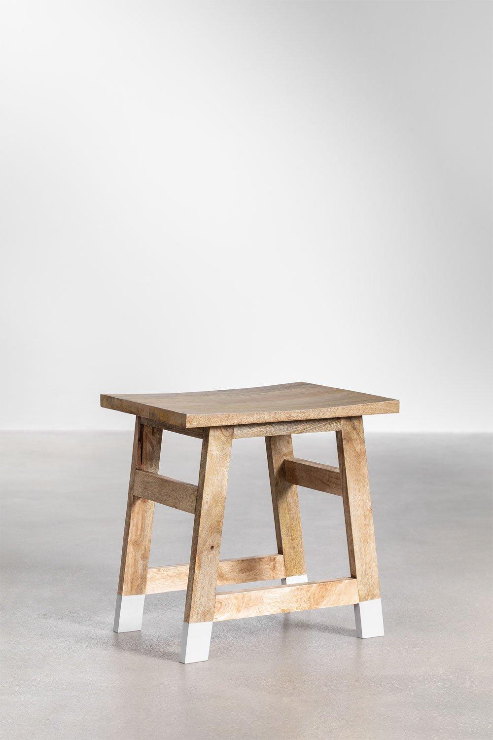 sklum Taburete bajo en madera de mango blanco Pid