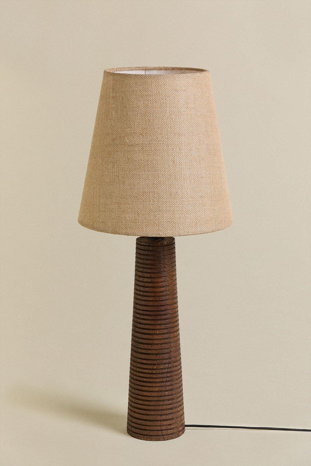 Sklum Tischlampe Vernazia Aus Mangoholz Und Leinen