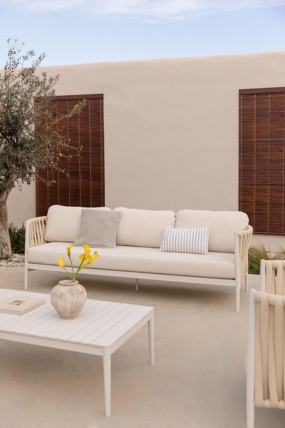 sklum Sofá de jardín de 3 plazas en aluminio y tela bouclé Sereilen