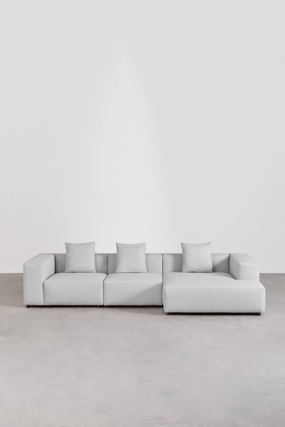 Sklum Sofá Modular Chaise Longue Derecho De 3 Piezas (↔︎335 Cm) Con Reposabrazos Alto Bruna