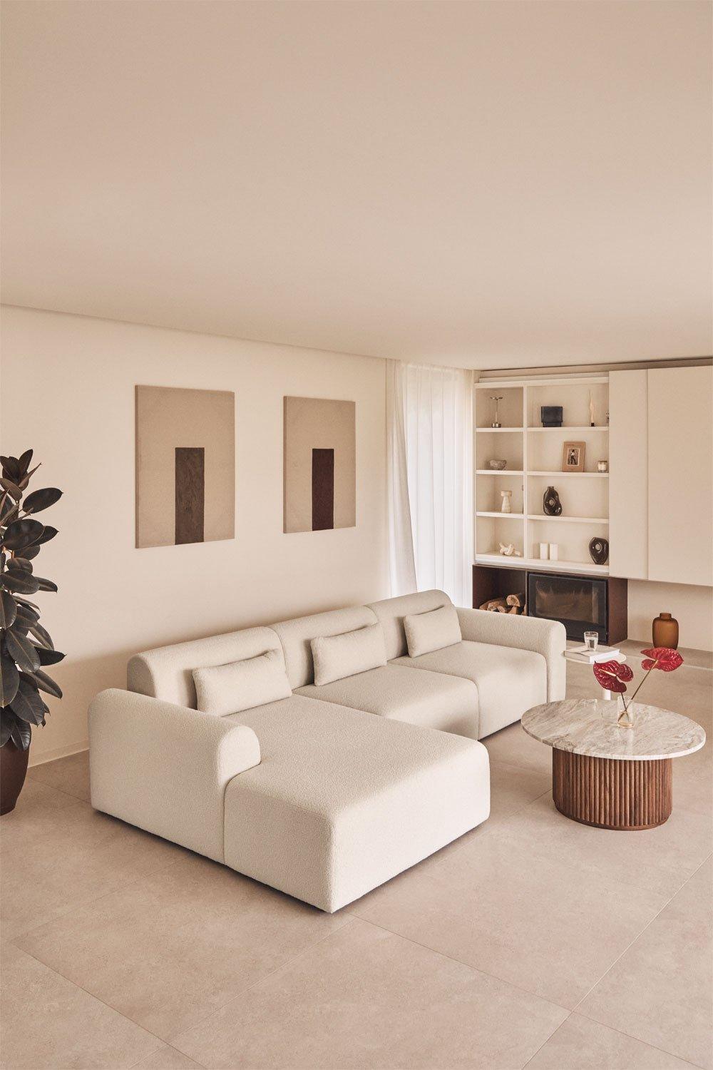 sklum Sofá modular chaise longue esquerdo de 3 peças em tosquia Borjan