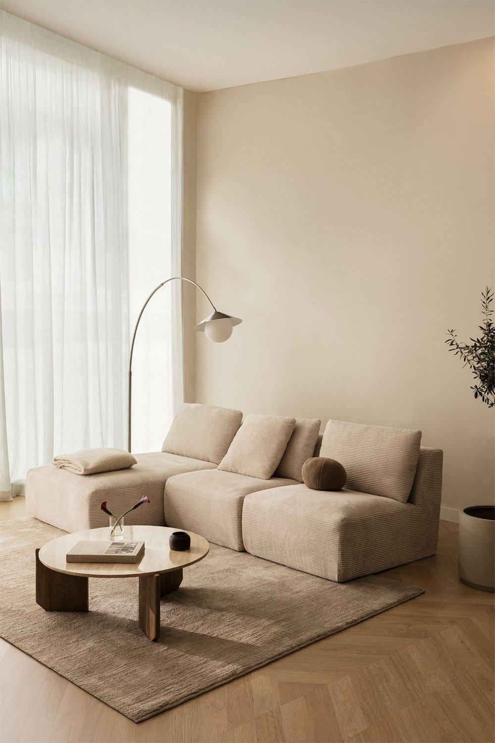 sklum Sofá modular chaise longue izquierdo de 3 piezas en pana envasado al vacío Temple