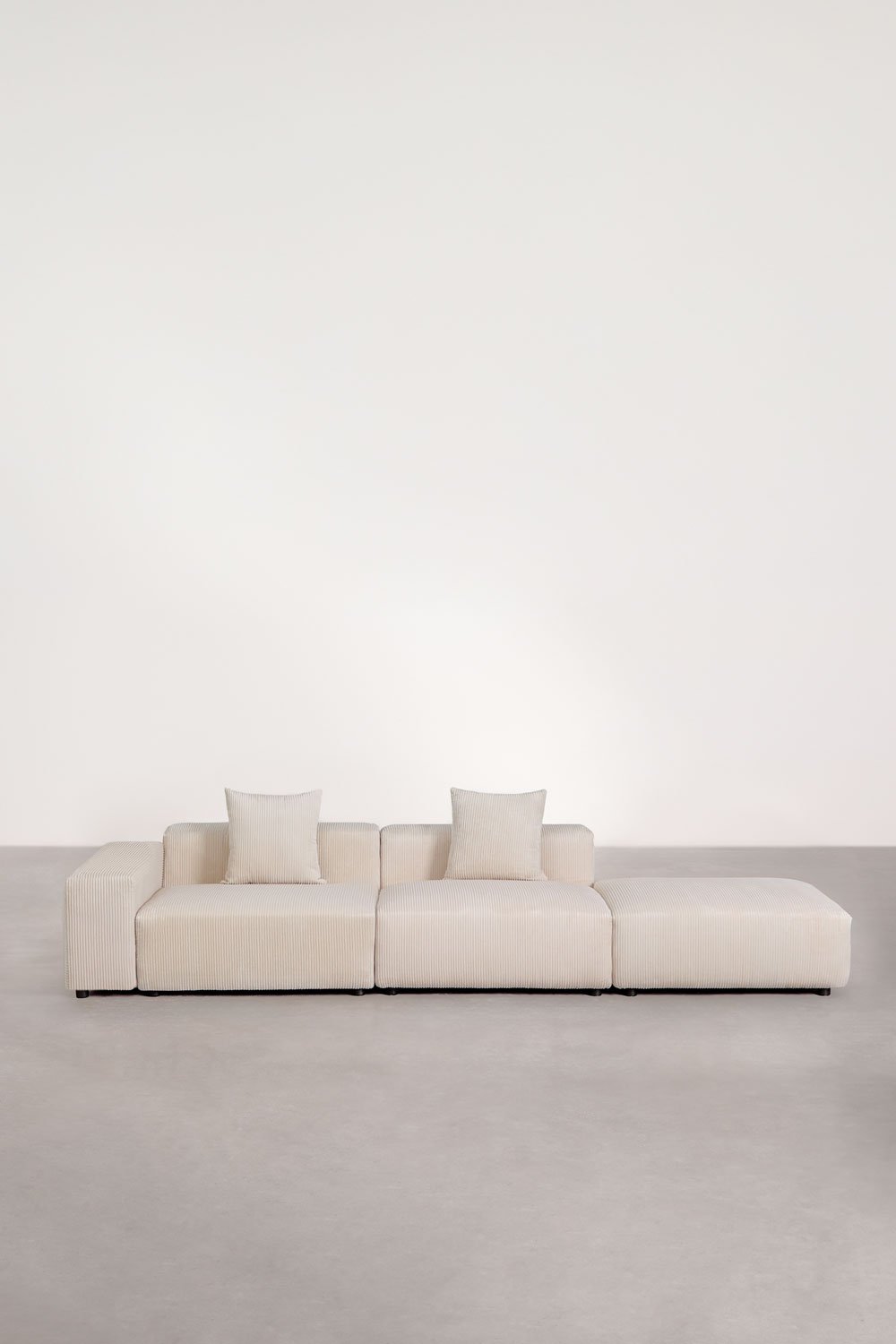 Sklum Sofá Modular De 2 Peças Canto Esquerdo Com Braços Baixos E Pufe (↔︎345 Cm) Bruna