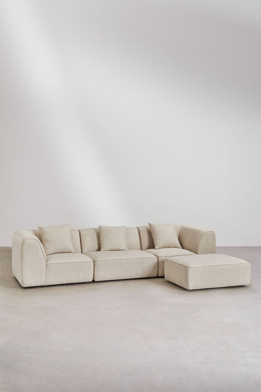 Sklum Sofá Modular De 3 Peças Com Pufe Em Tecido Cardea Bouclé