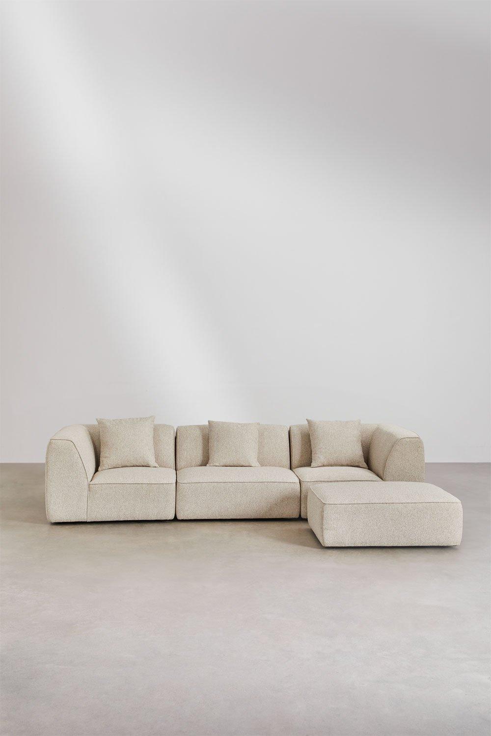 Sklum Sofá Modular De 3 Peças Com Pufe Em Tecido Cardea Bouclé