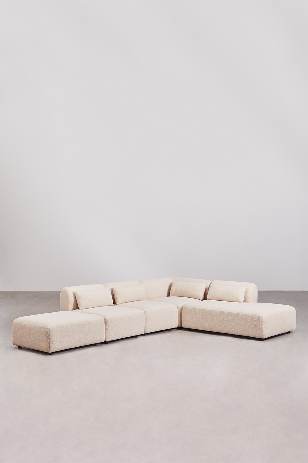 Sklum Sofá Modular De Canto De 4 Peças Com Chaise Direita E Pufe Fogler