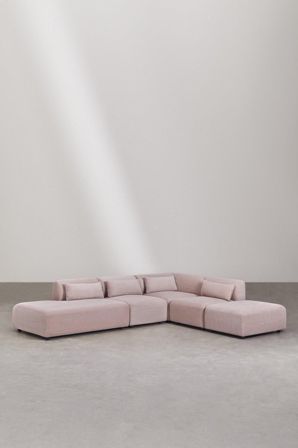 sklum Sofá modular de canto de 4 peças com chaise longue esquerda e pufe Fogler