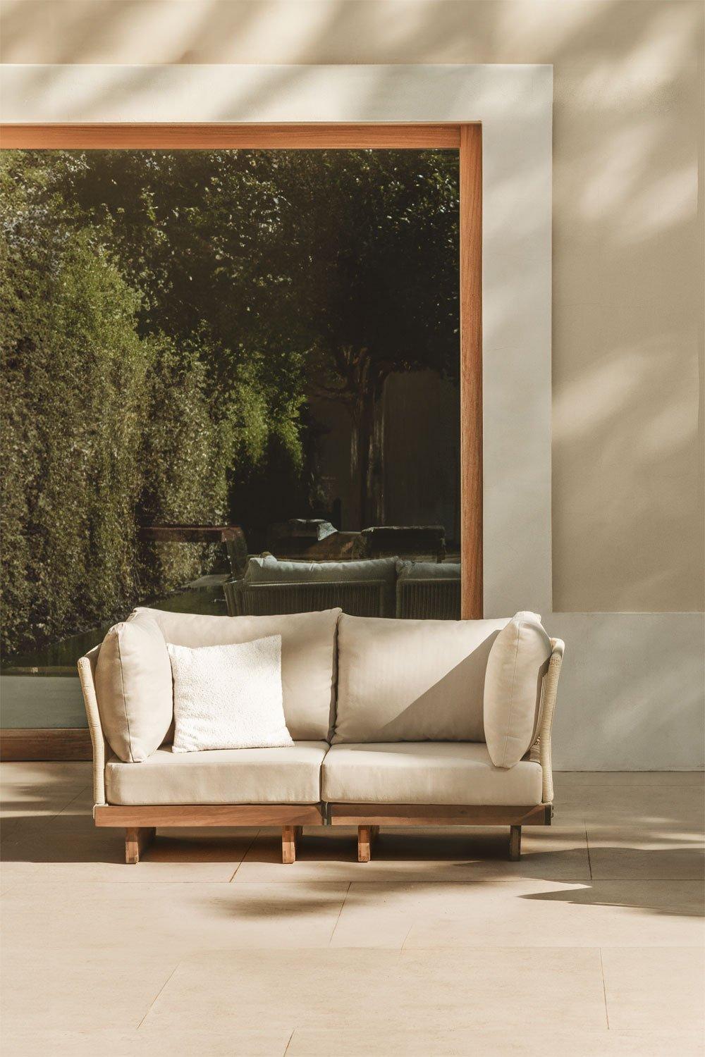 sklum Sofá modular de jardín de 2 piezas con 2 sillones esquineros en madera de acacia Dailin