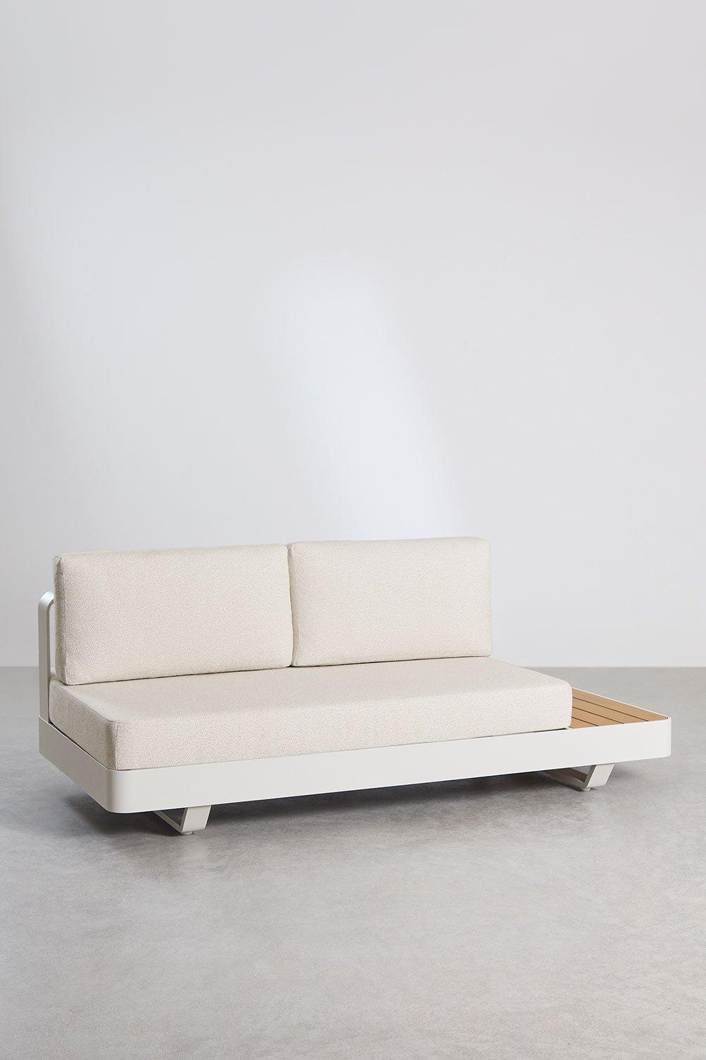 Sklum Sofá Modular De Jardín De 2 Plazas En Aluminio Con Mesa Auxiliar Derecha En Madera De Teca Yarilo