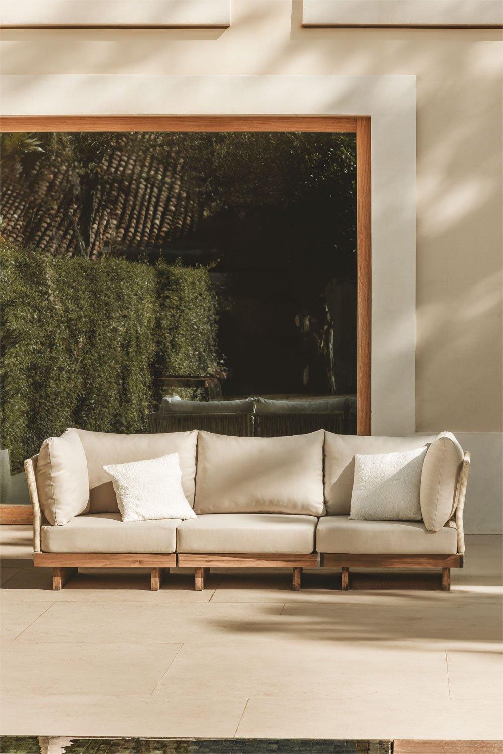 sklum Sofá modular de jardín de 3 piezas con 2 sillones esquineros en madera de acacia Dailin