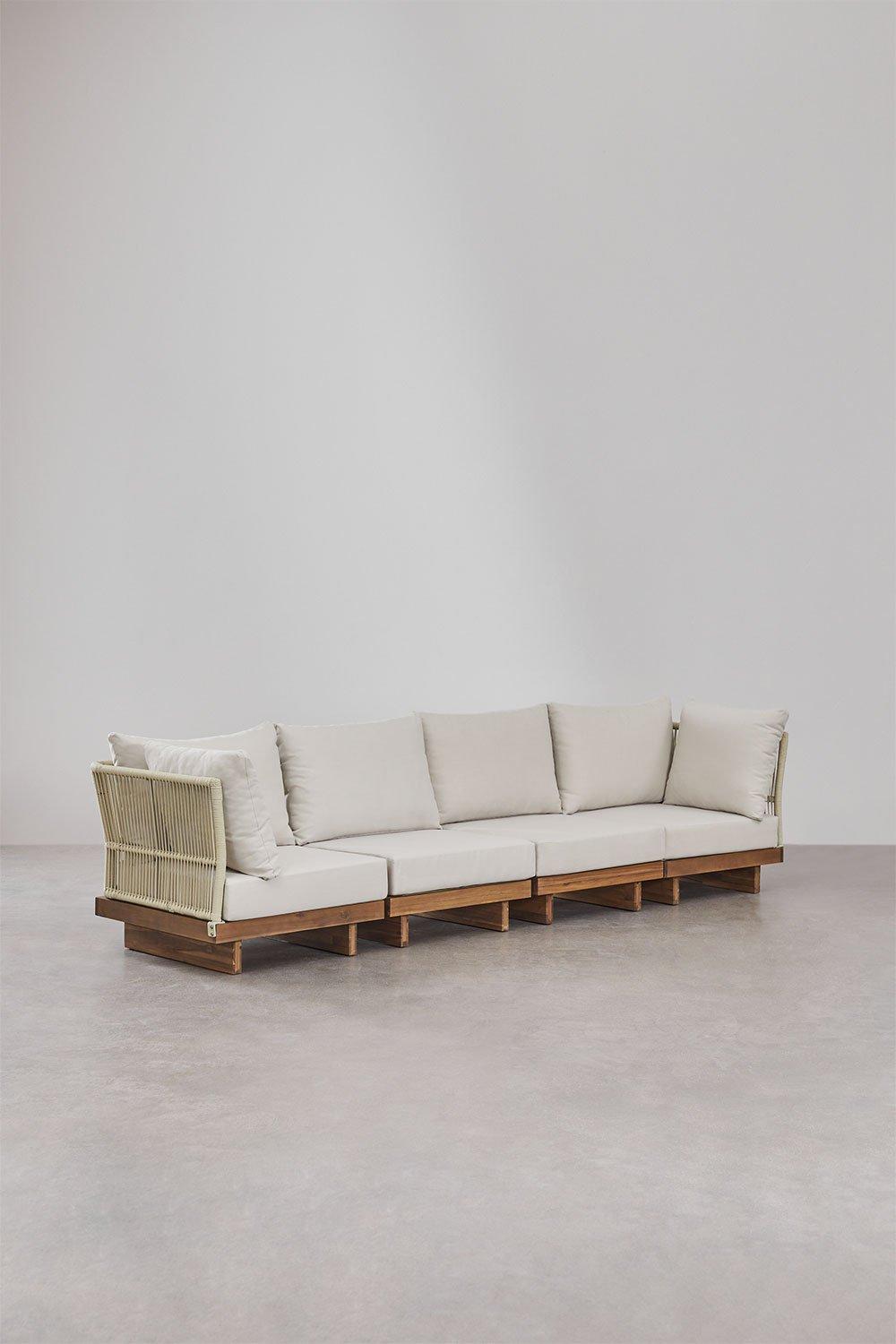 Sklum Sofá Modular De Jardín De 4 Piezas Con 2 Sillones Esquineros En Madera De Acacia Dailin