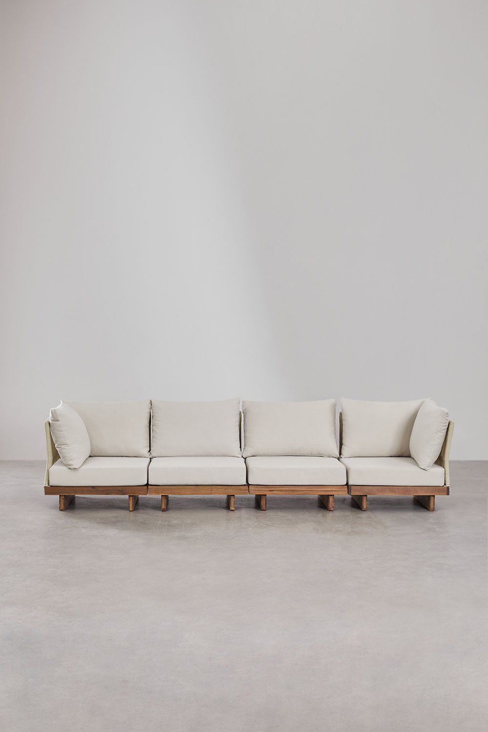 Sklum Sofá Modular De Jardín De 4 Piezas Con 2 Sillones Esquineros En Madera De Acacia Dailin