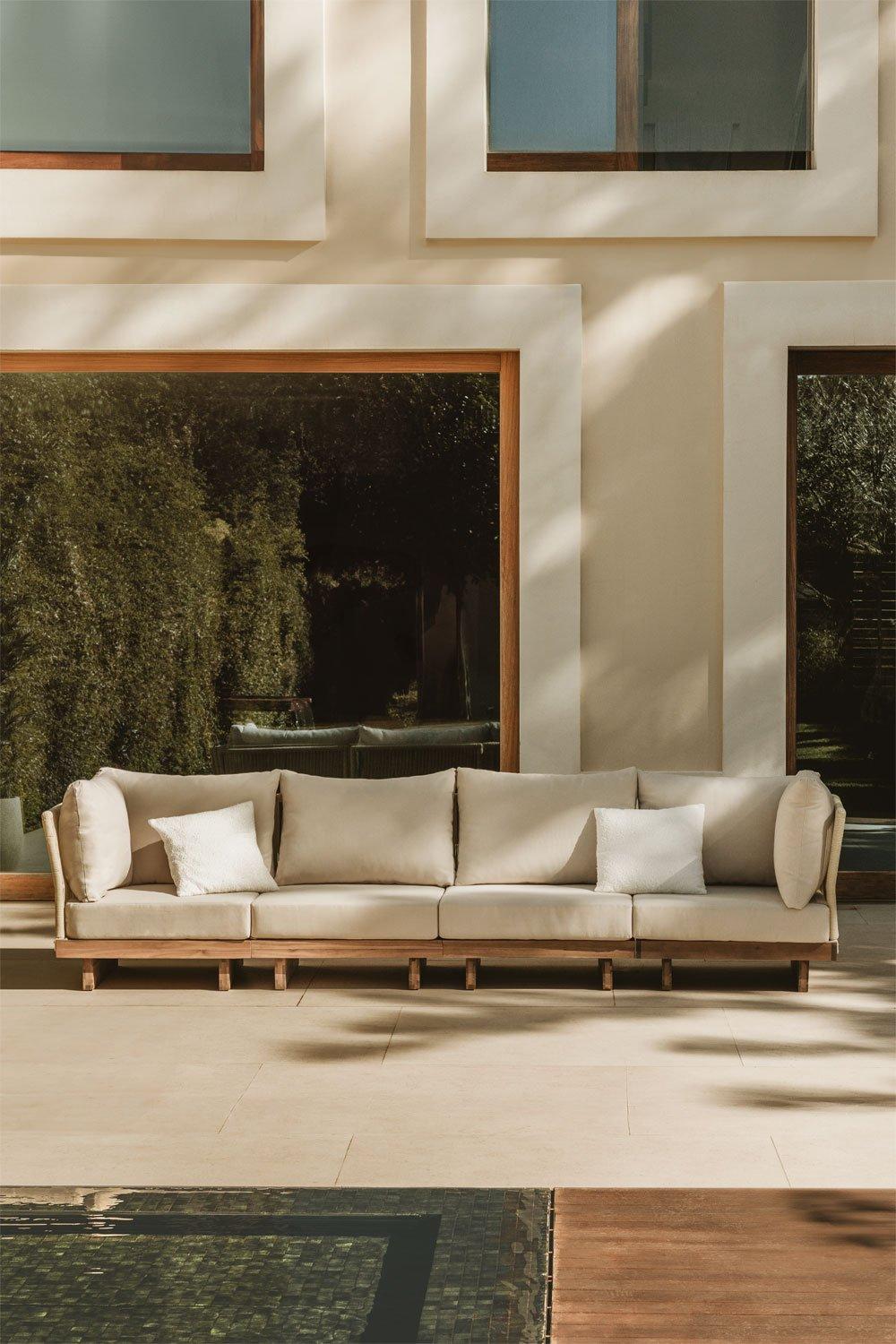 sklum Sofá modular de jardín de 4 piezas con 2 sillones esquineros en madera de acacia Dailin