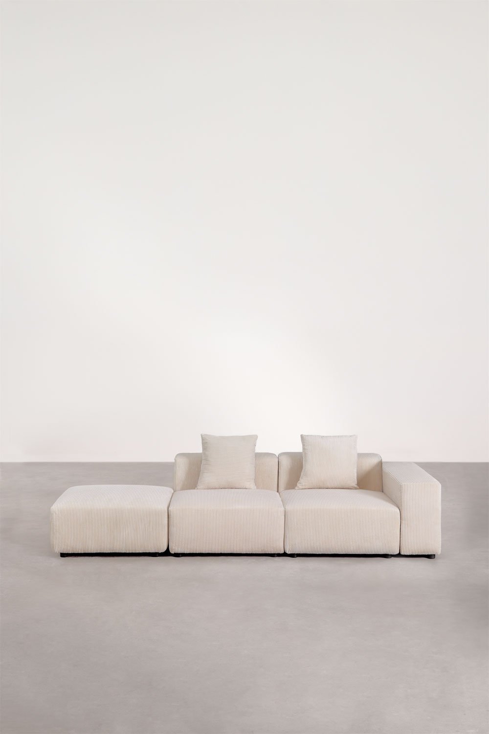 Sklum Sofá Modular Esquinero Derecho De 2 Piezas Con Reposabrazos Bajo Y Puff (↔︎285 Cm) Bruna