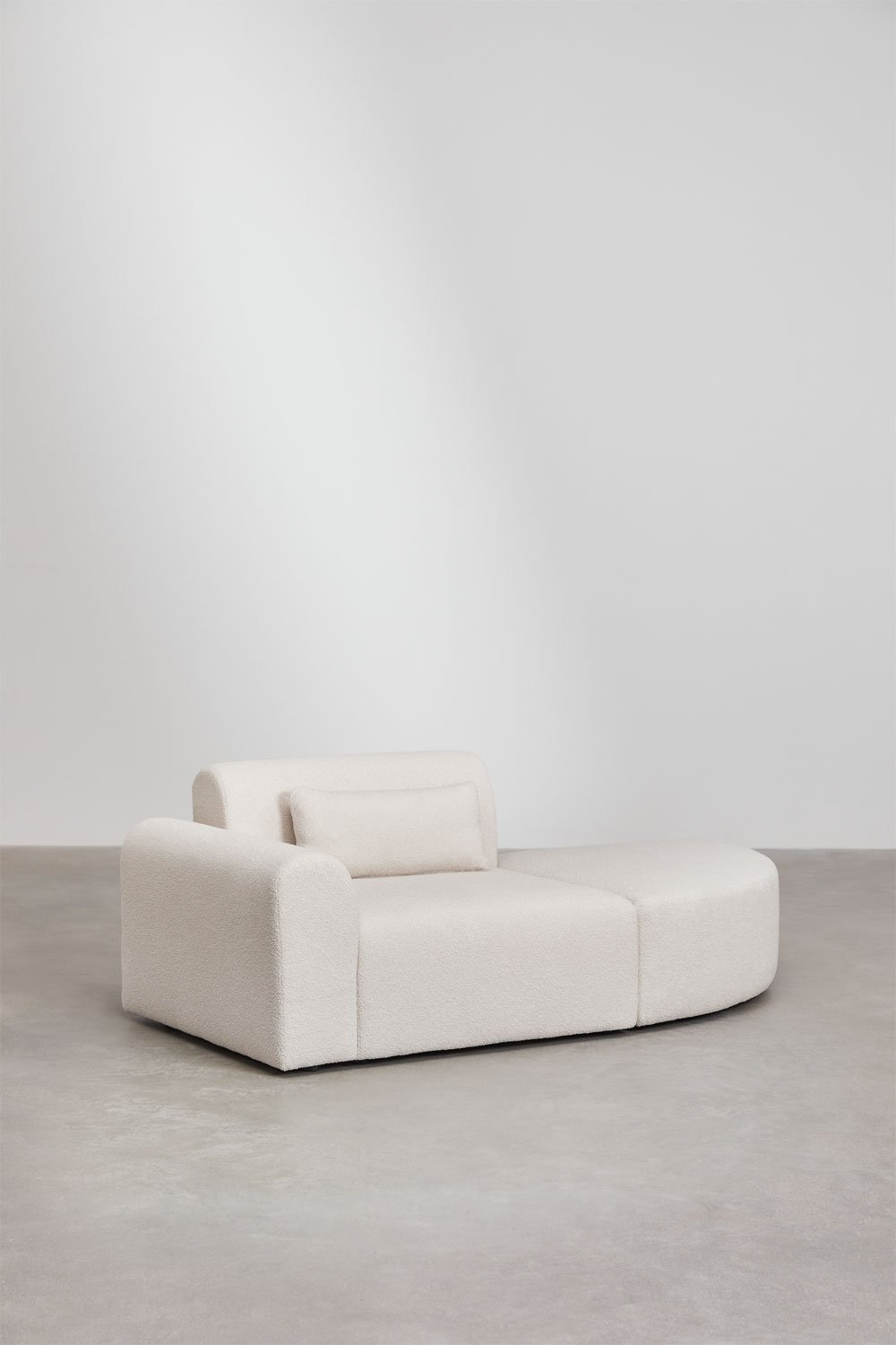 Sklum Sofá Modular Esquinero Izquierdo De 1 Pieza Con Puff Triangular En Borreguito Borjan