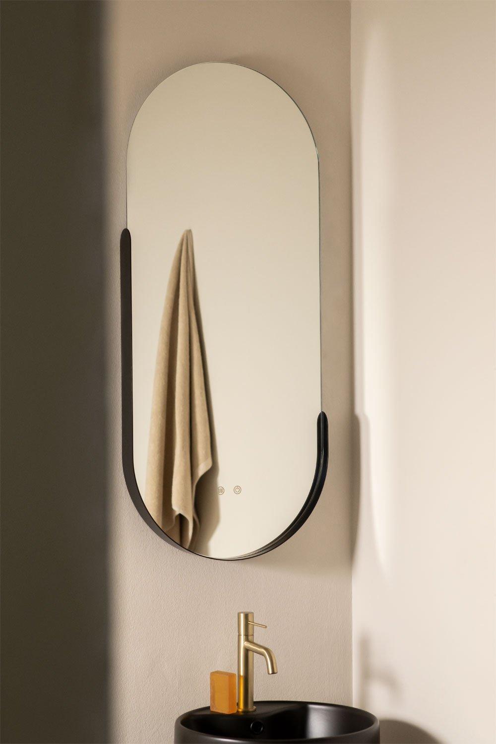 sklum Specchio da parete ovale da bagno con luce LED e antiappannamento (45x105 cm) Vacson