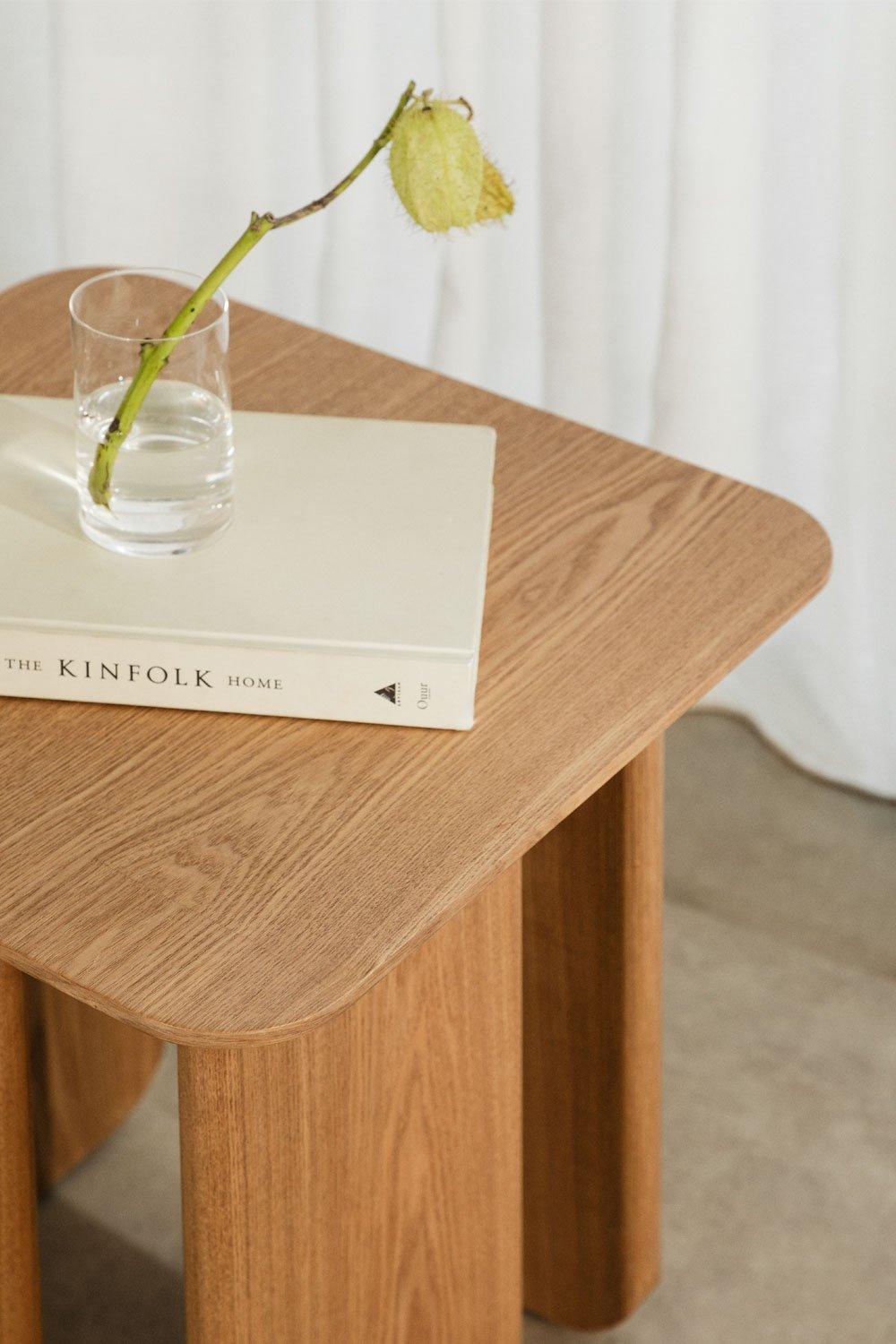 Sklum Square Side Table 50x50 Cm In MDF And Ginger Ash Veneer