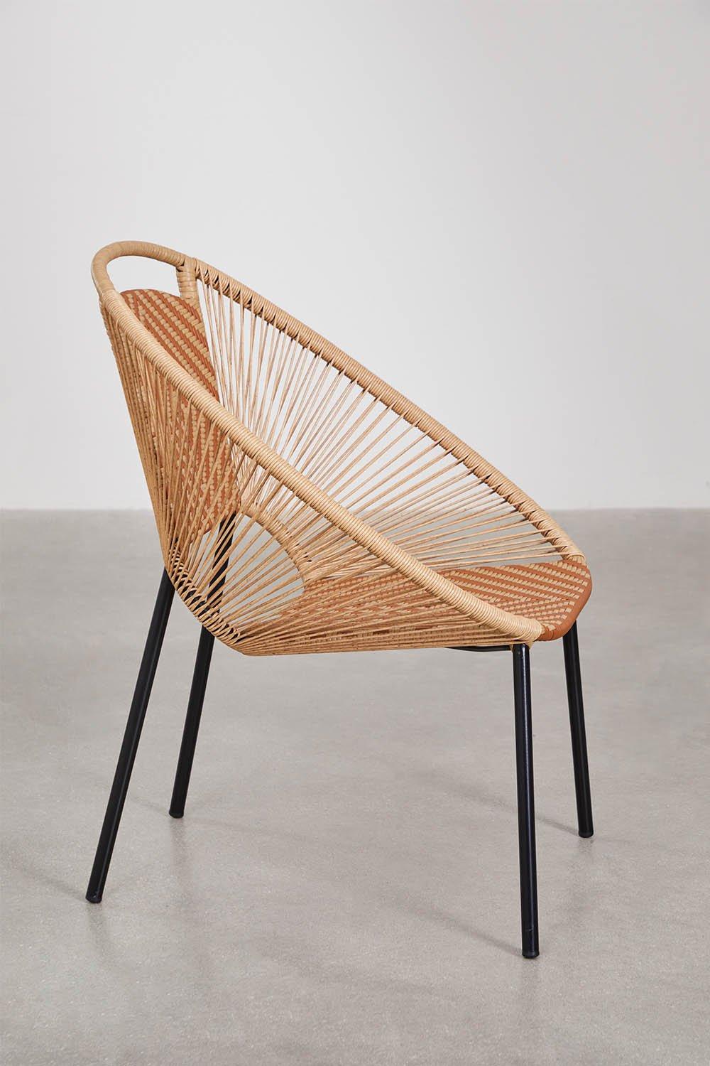 Sklum Stackable Dining Chair In Iron And Synthetic Wicker Cintia