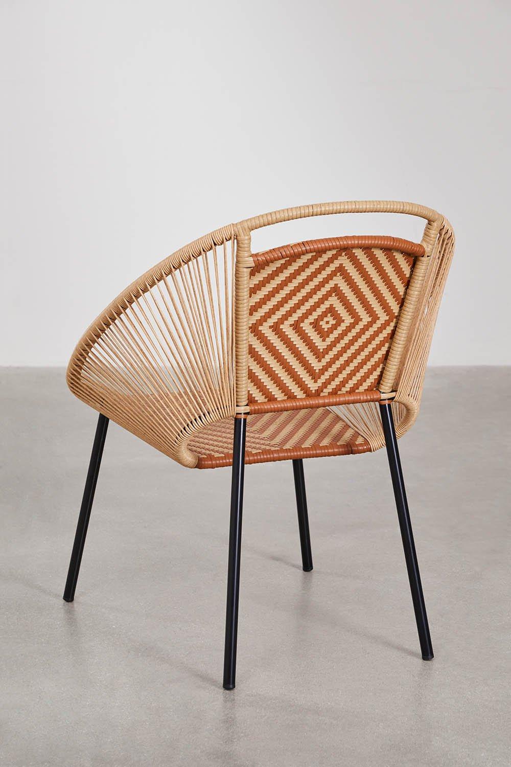 Sklum Stackable Dining Chair In Iron And Synthetic Wicker Cintia