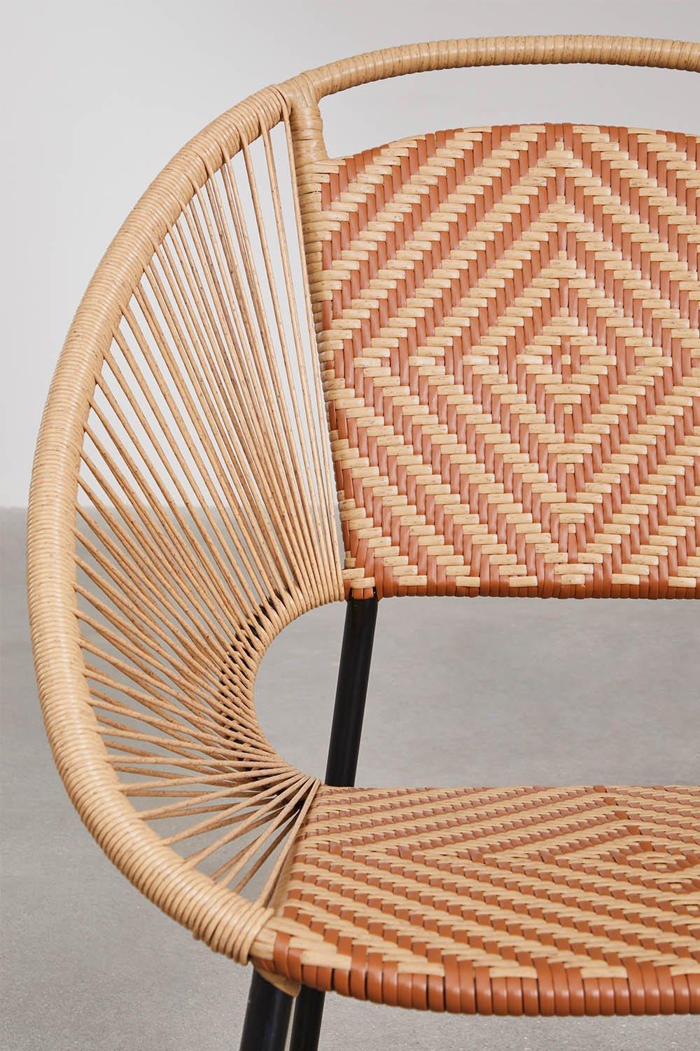 Sklum Stackable Dining Chair In Iron And Synthetic Wicker Cintia