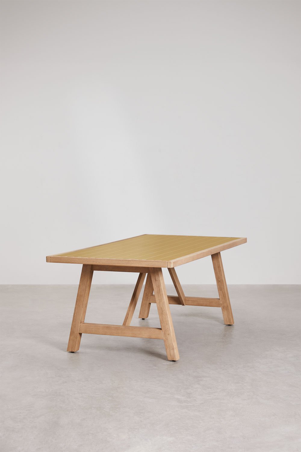 Sklum Table à Manger Rectangulaire 200x100 Cm En Bois D'acacia Et Carrelage Dubai