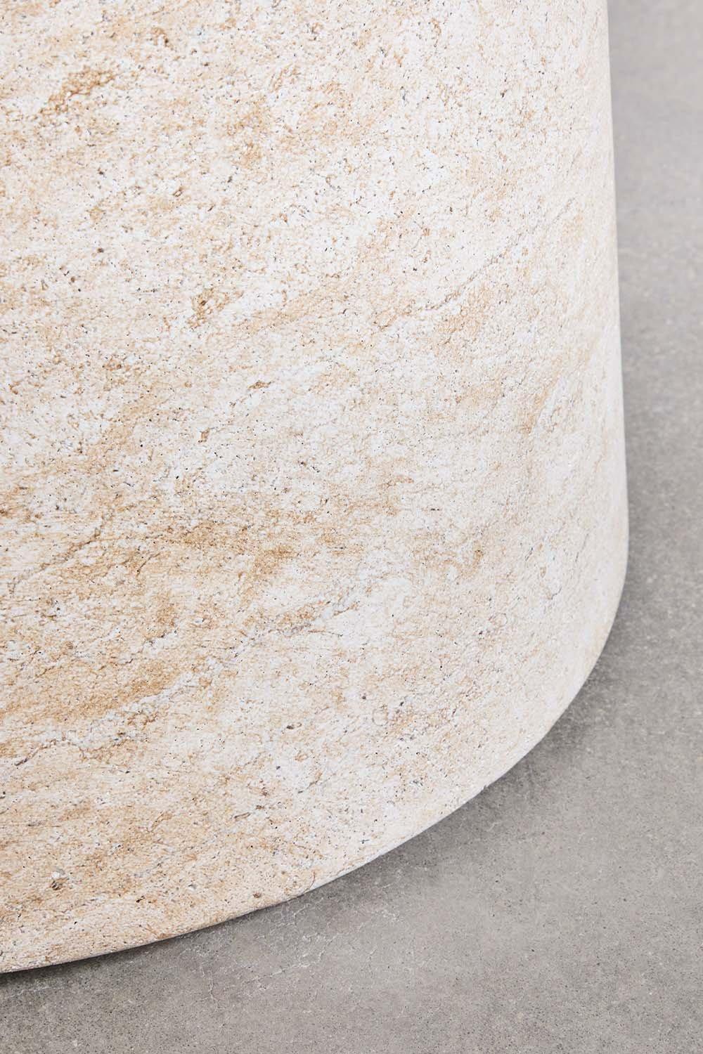 Sklum Table à Manger Ronde En Ciment Aspect Travertin (Ø120 Cm) Noemi