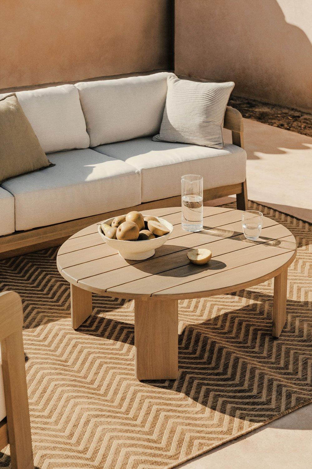 sklum Table basse de jardin ovale 100x80 cm en bois d'acacia Uleno