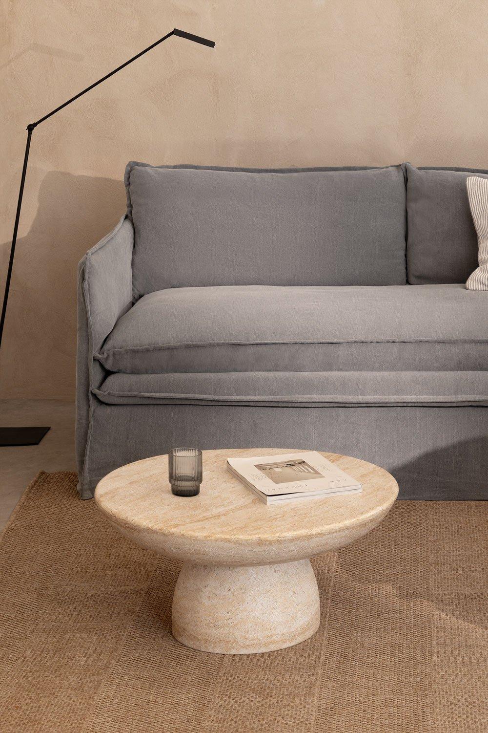 sklum Table basse ronde en ciment aspect travertin (Ø70 cm) Ribeseya