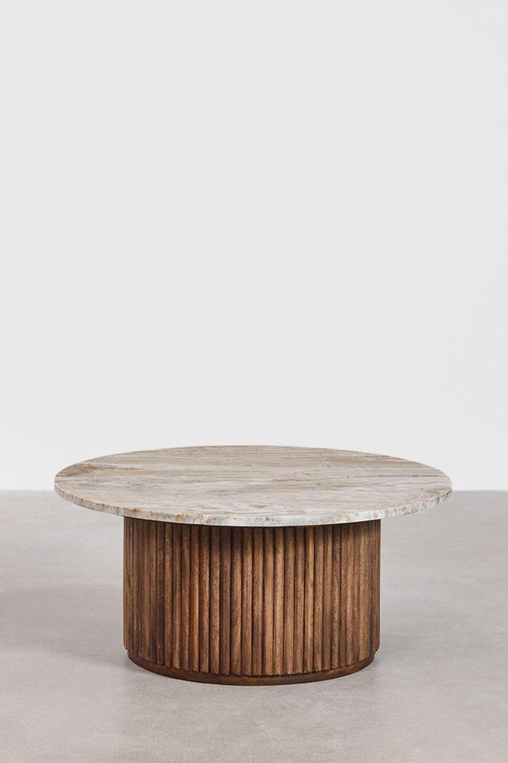Sklum Table Basse Ronde En Marbre Et Manguier Giselda
