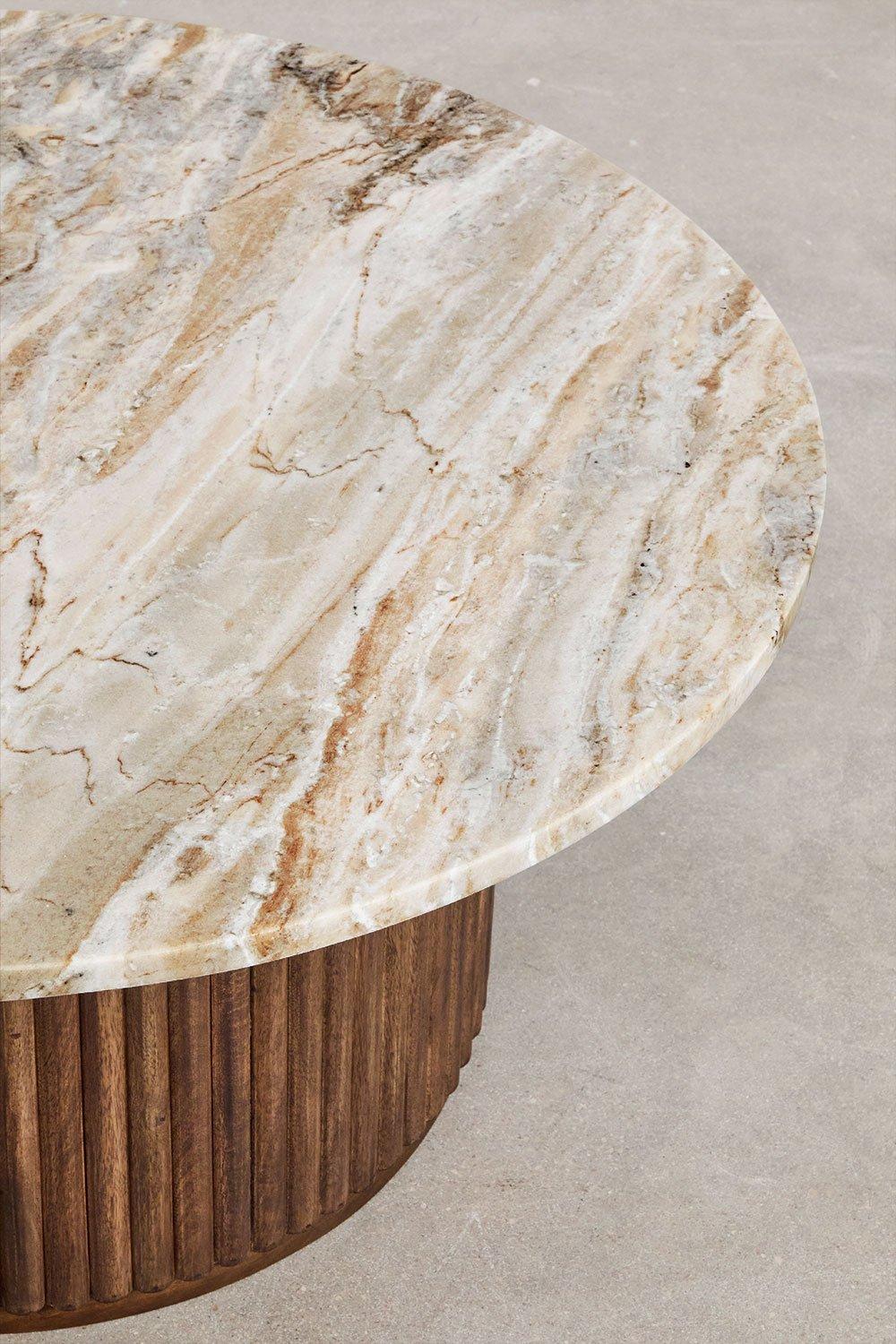 Sklum Table Basse Ronde En Marbre Et Manguier Giselda