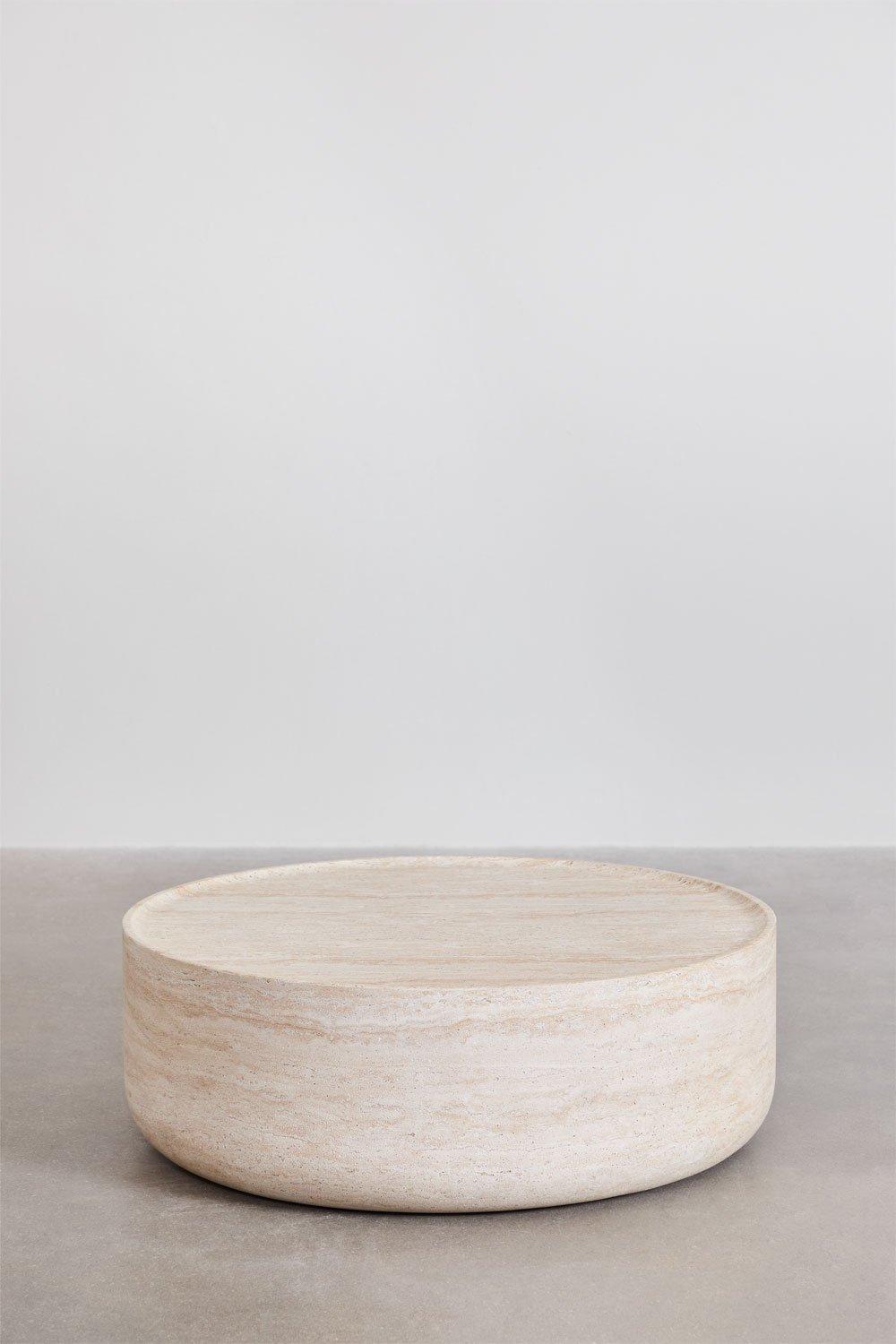 Sklum Table Basse Ronde Ø80 Cm En Aspect Ciment Travertin Darwys