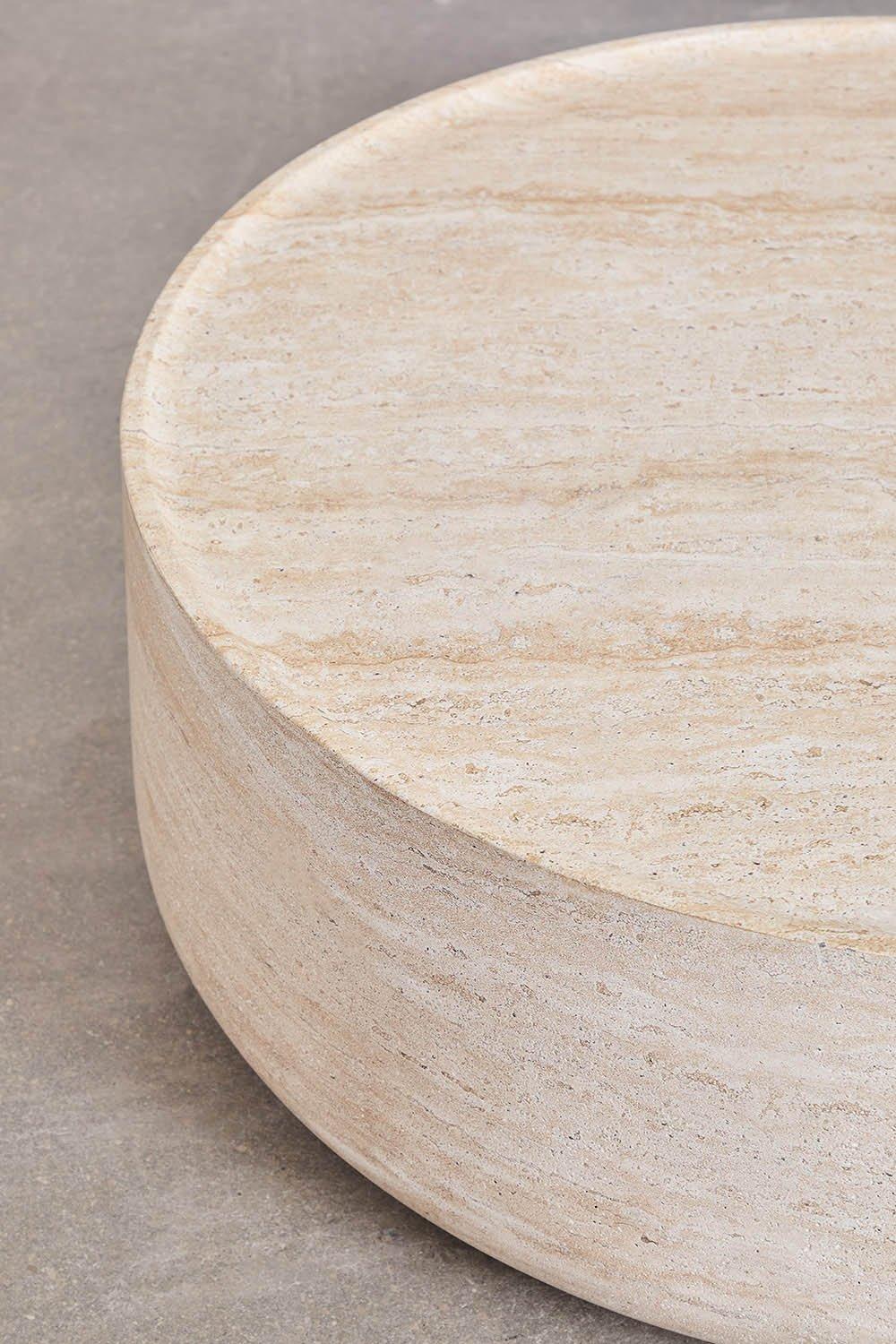 Sklum Table Basse Ronde Ø80 Cm En Aspect Ciment Travertin Darwys