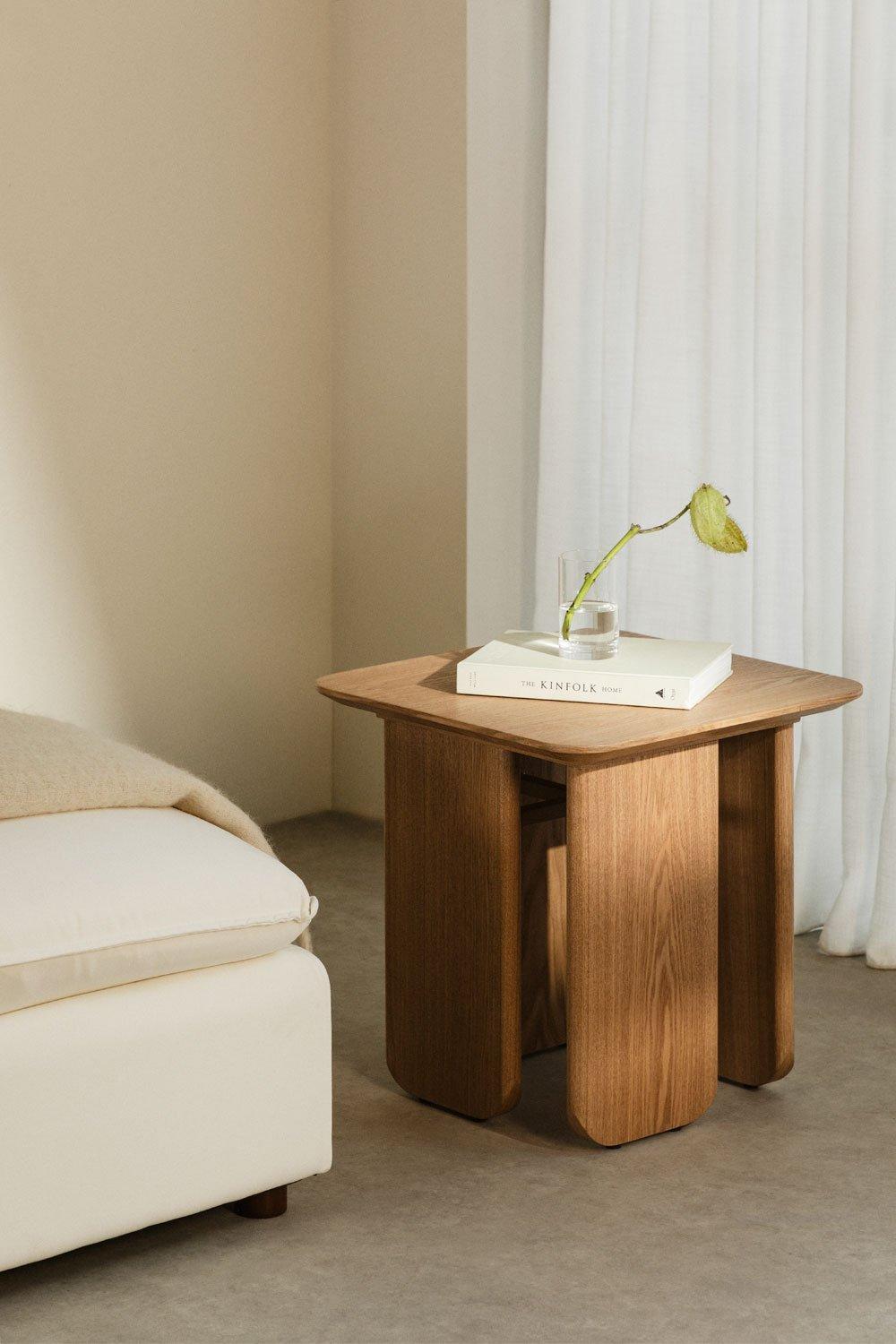 sklum Table d'appoint carrée 50x50 cm en MDF et placage frêne Ginger