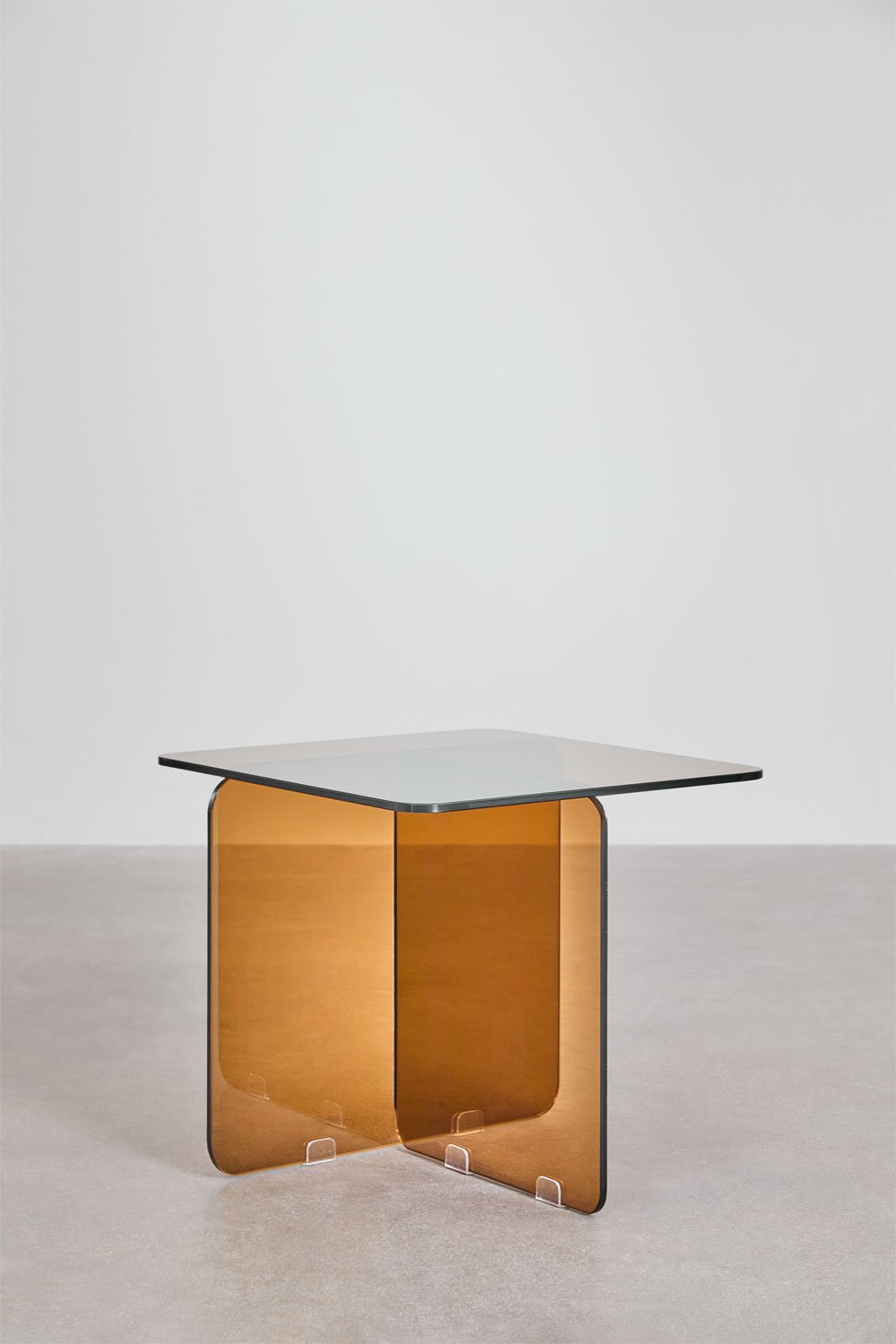 Sklum Table D'appoint Carrée 50x50 Cm En Verre Trempé Eliana