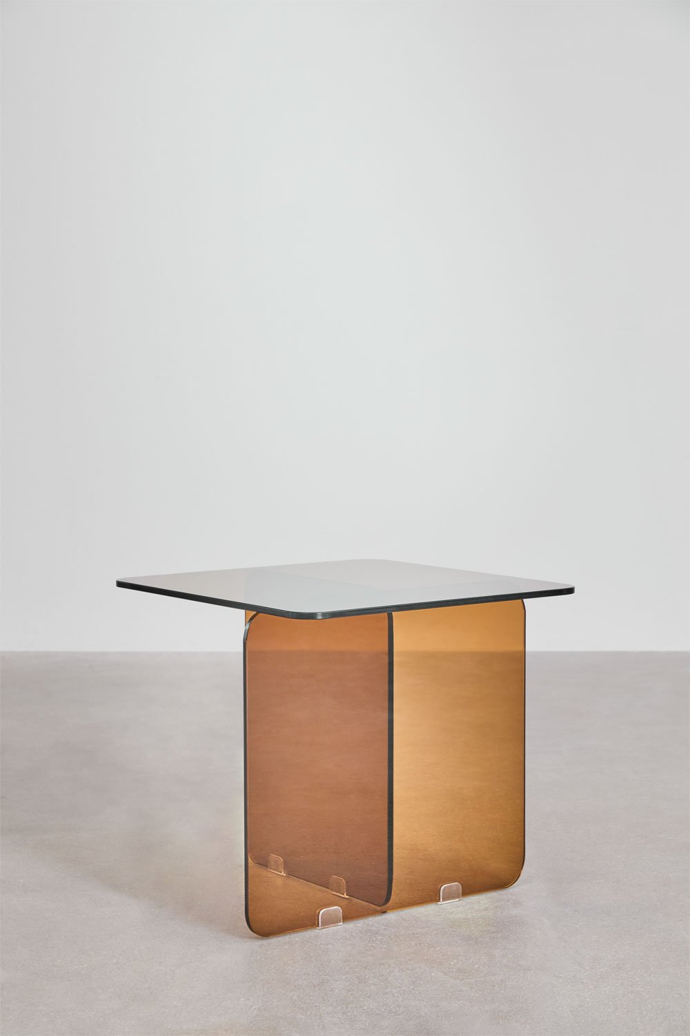 Sklum Table D'appoint Carrée 50x50 Cm En Verre Trempé Eliana