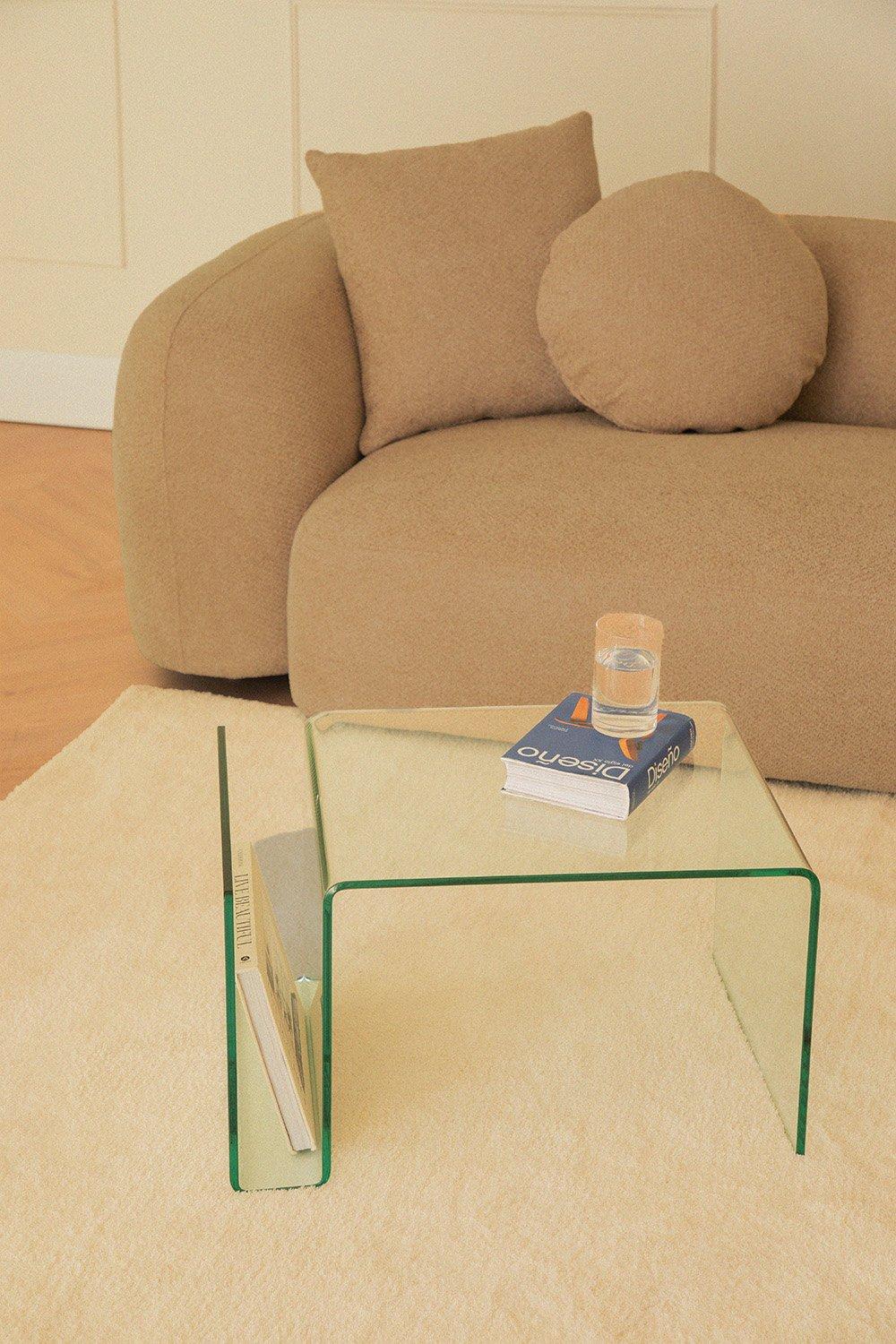 Sklum Table D'appoint Rectangulaire 40x35 Cm En Verre Trempé Diora